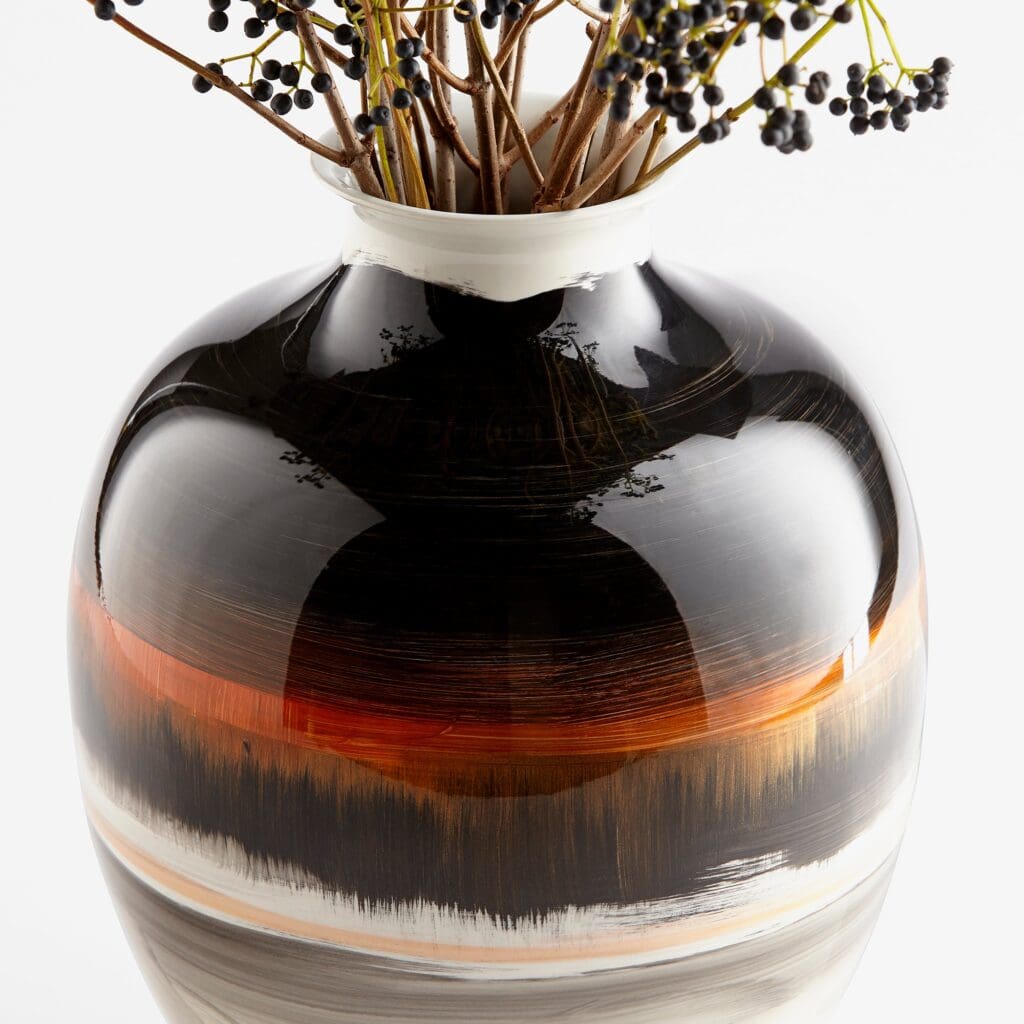 Cyan Design 09881 Indian Paint Brush Vase #2 - Black & White & Gold