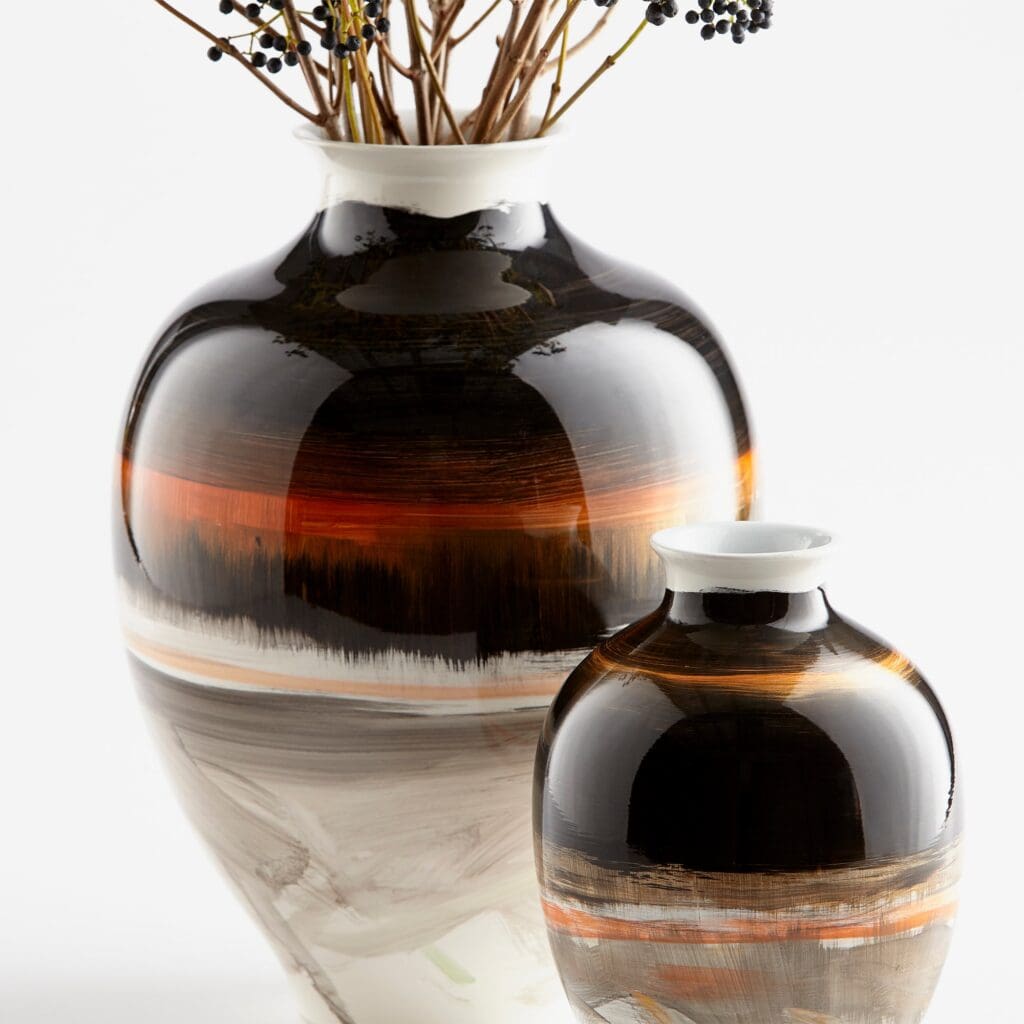 Cyan Design 09881 Indian Paint Brush Vase #2 - Black & White & Gold