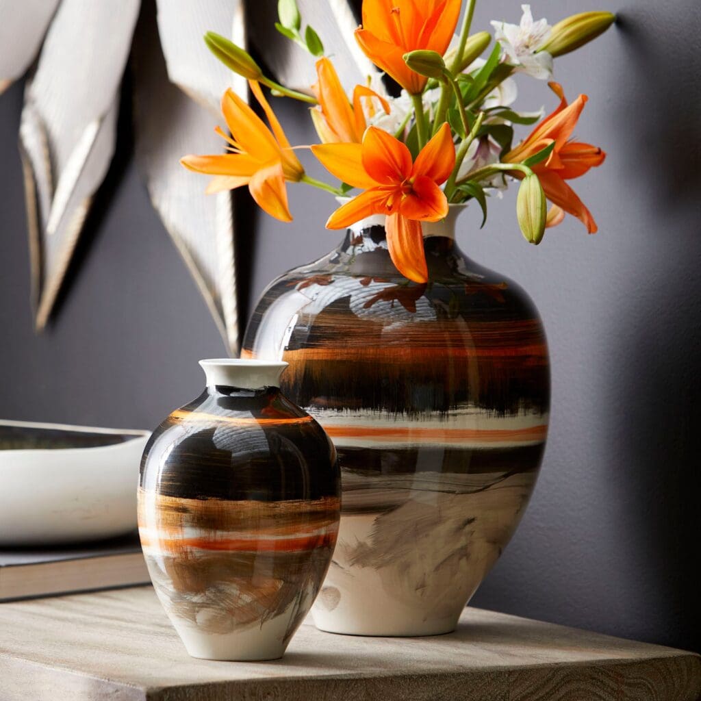 Cyan Design 09881 Indian Paint Brush Vase #2 - Black & White & Gold