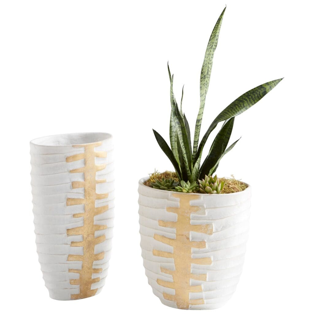 Cyan Design 10672 Luxe Vessel Vase - White And Gold - Medium
