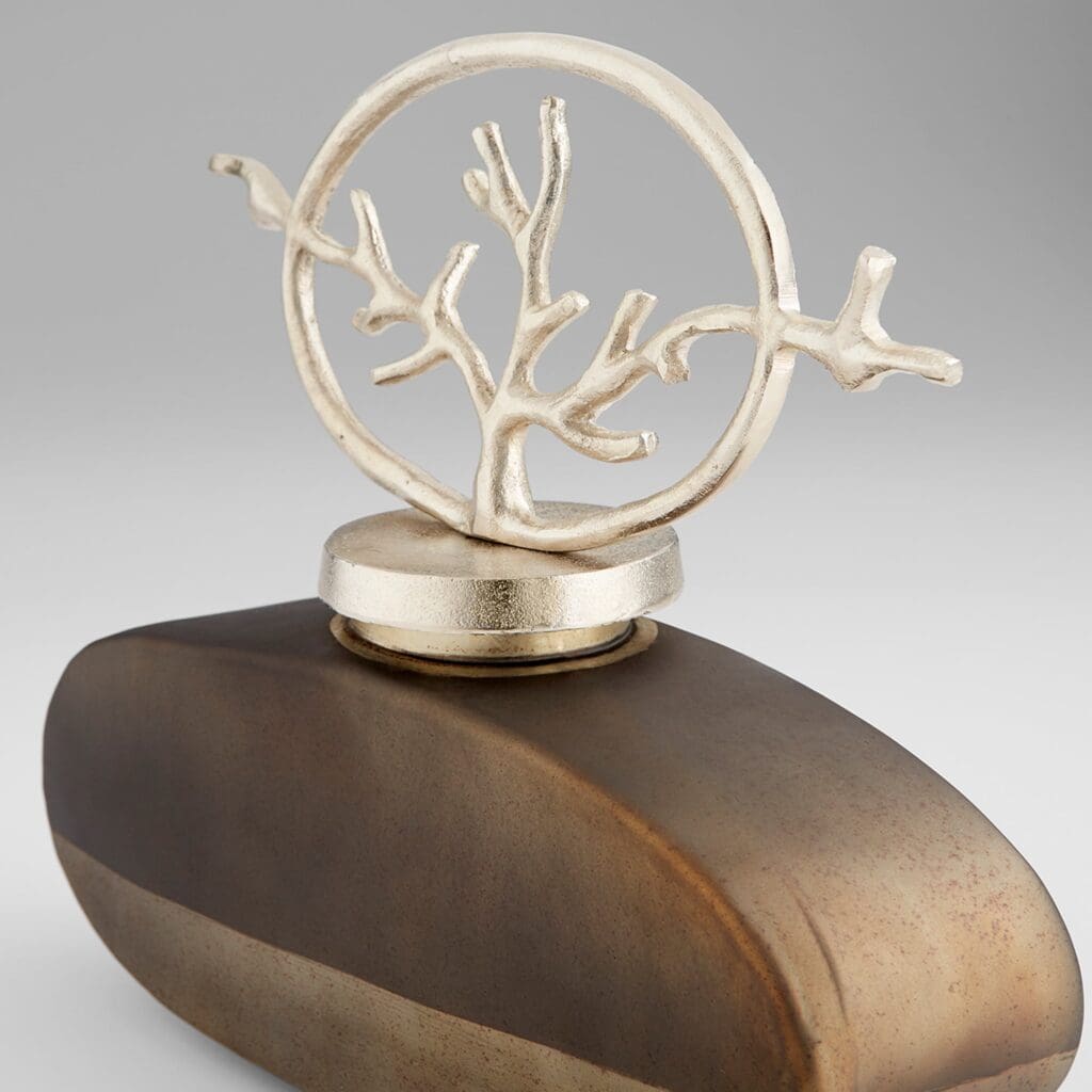 Cyan Design 10705 Viewleaf Round Sculpture - Black Onyx And Nickel - Small