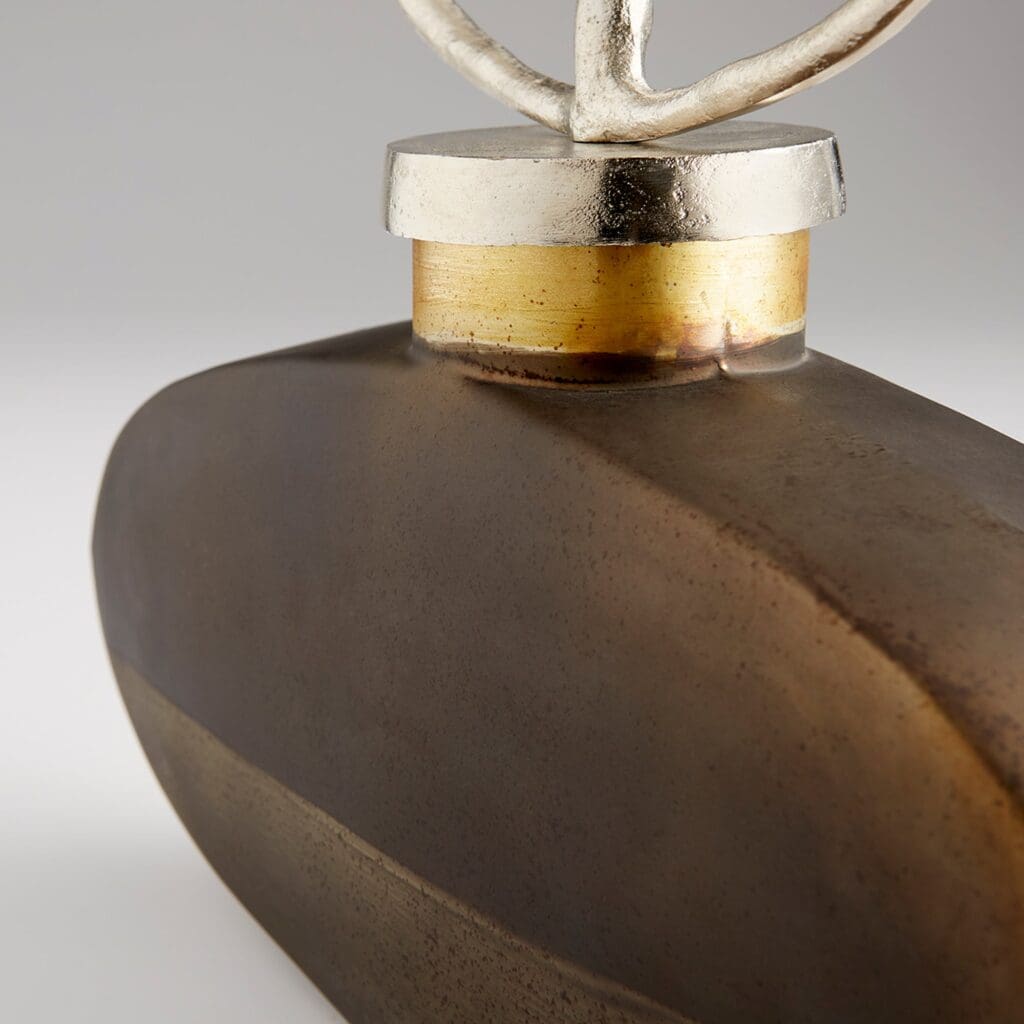 Cyan Design 10706 Viewleaf Round Sculpture - Black Onyx And Nickel - Medium