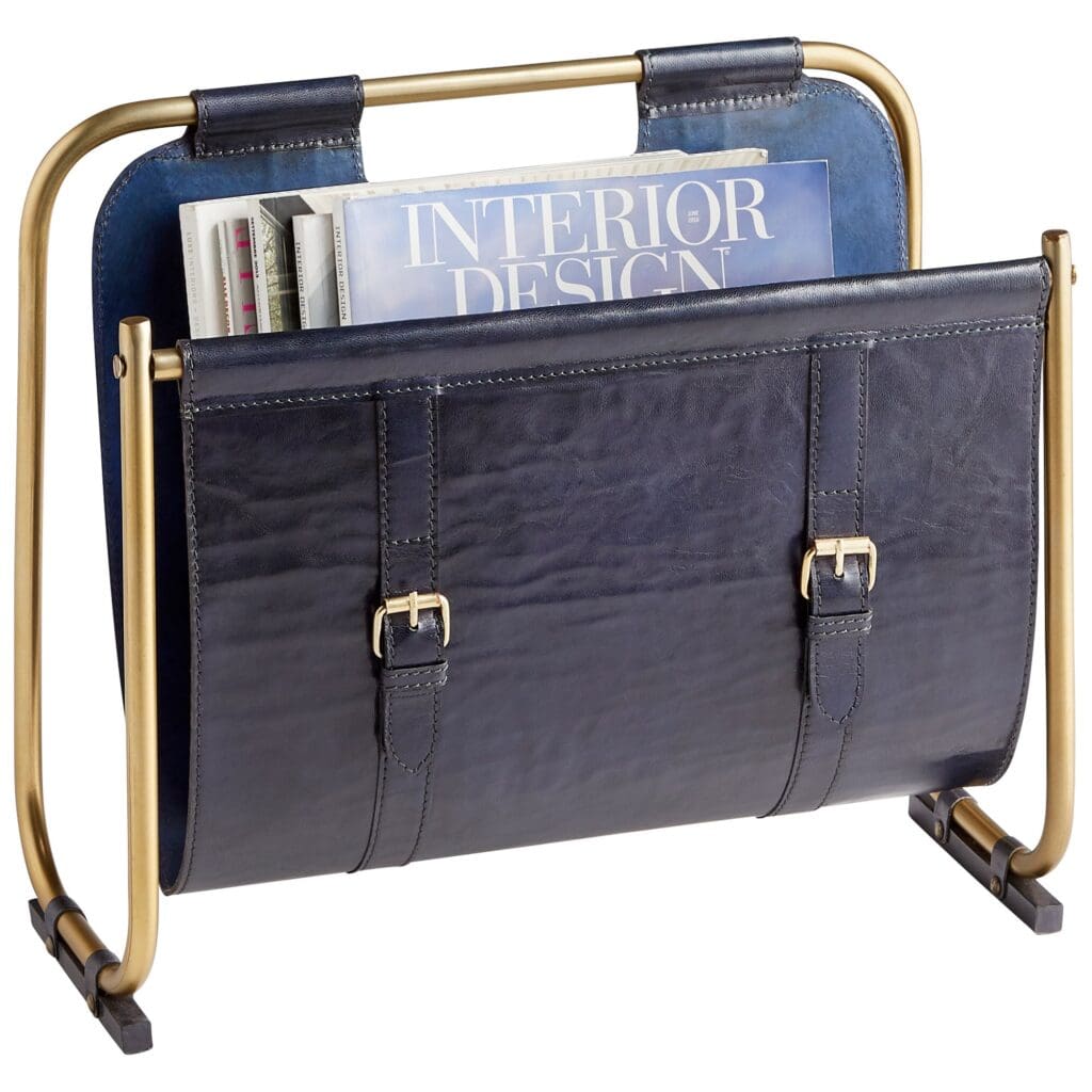 Cyan Design 10719 Granville Magazine Rack - Blue And Antique Brass
