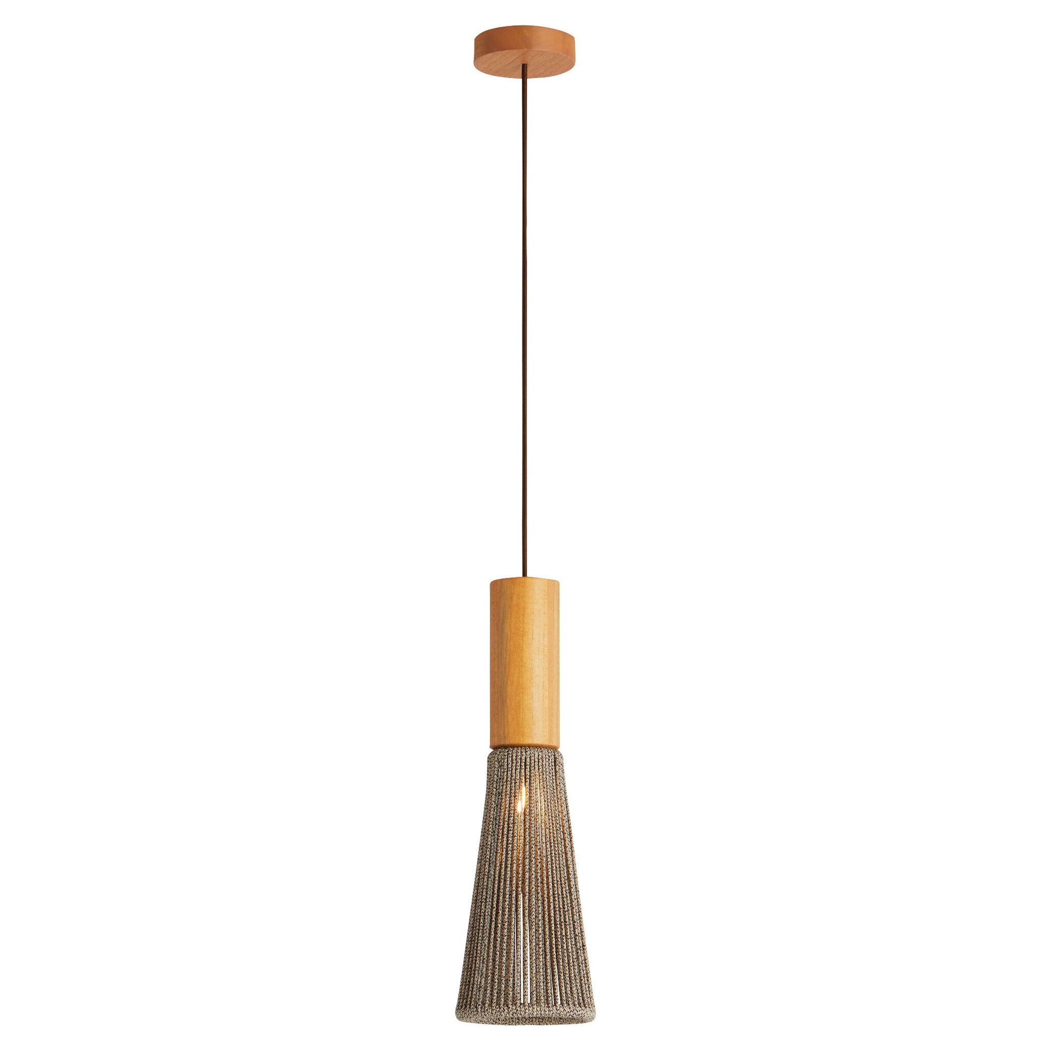 Cyan Design ORLA 11747 Nautical Pendant Light, 3000K LED - Medium Brown Grandis Wood, Nautical Rope