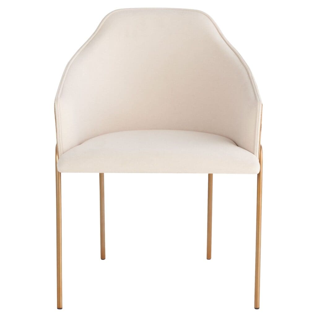 Cyan Design 11758 Menfis Dining Chair - Brushed Gold - Light Tan Velour And Rattan