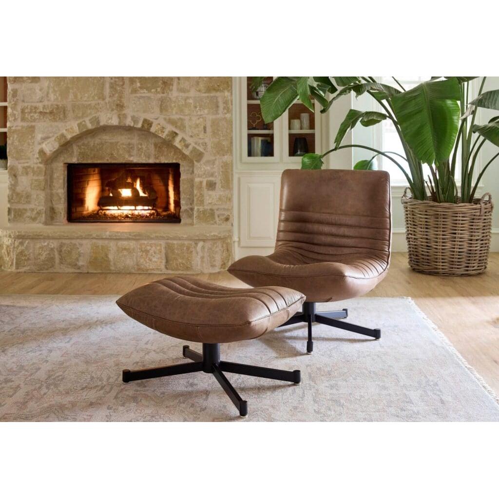 Cyan Design 11808 Eduarda Ottoman - L-18051 - Medium Brown Distressed Leather