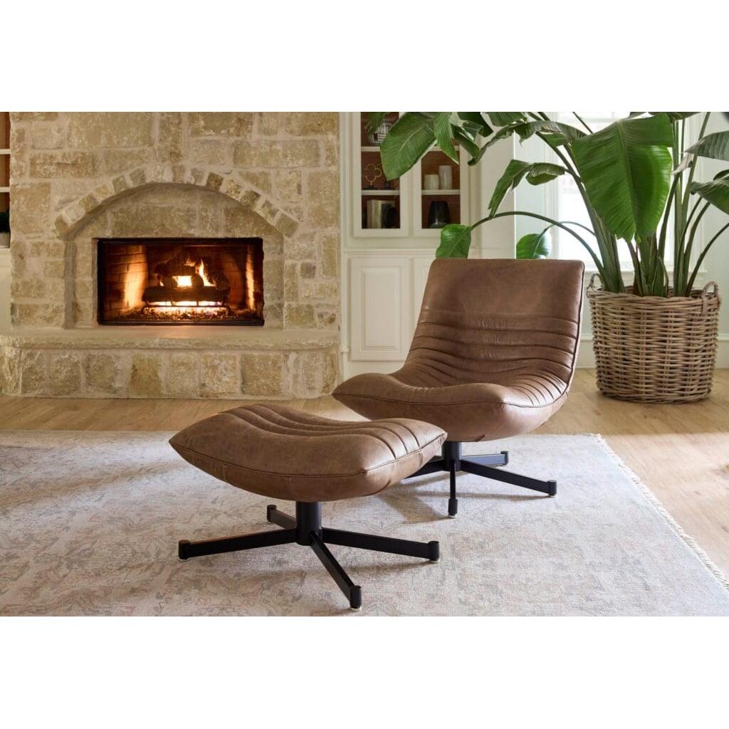 Cyan Design 11808 Eduarda Ottoman - L-18051 - Medium Brown Distressed Leather