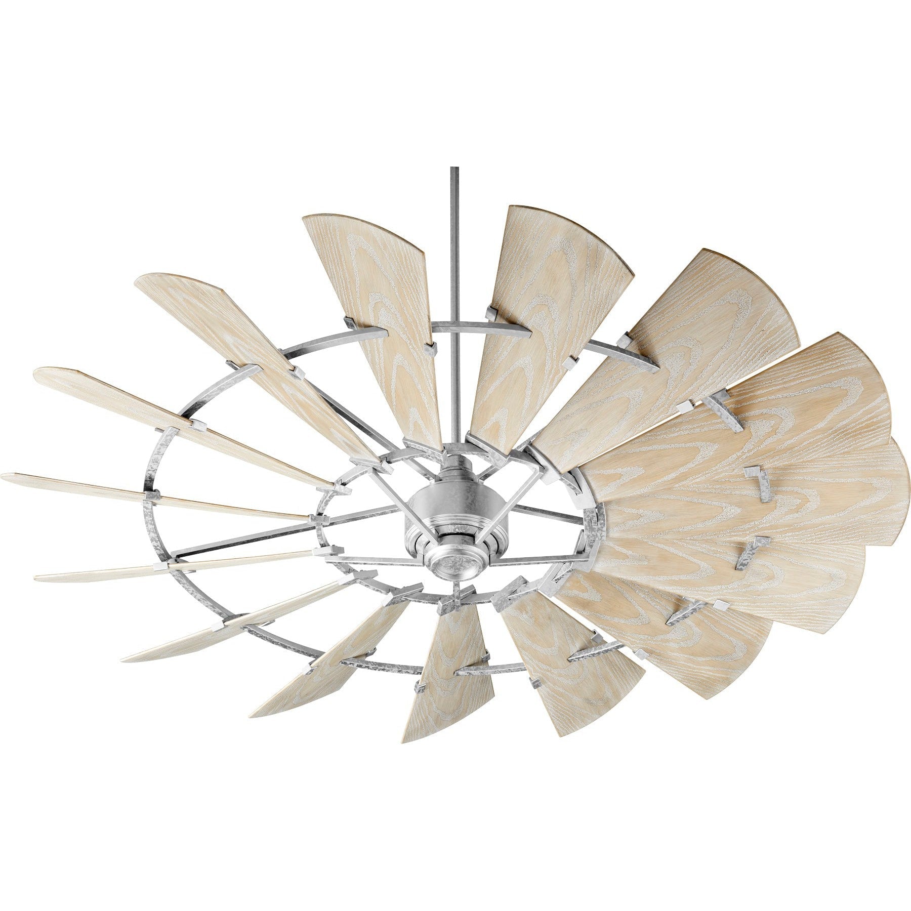 Quorum WINDMILL 197215-9 Modern Farmhouse Ceiling Fan, 72 inch, Indoor/Outdoor, 15 Blade - Galvanized, Weathered Oak