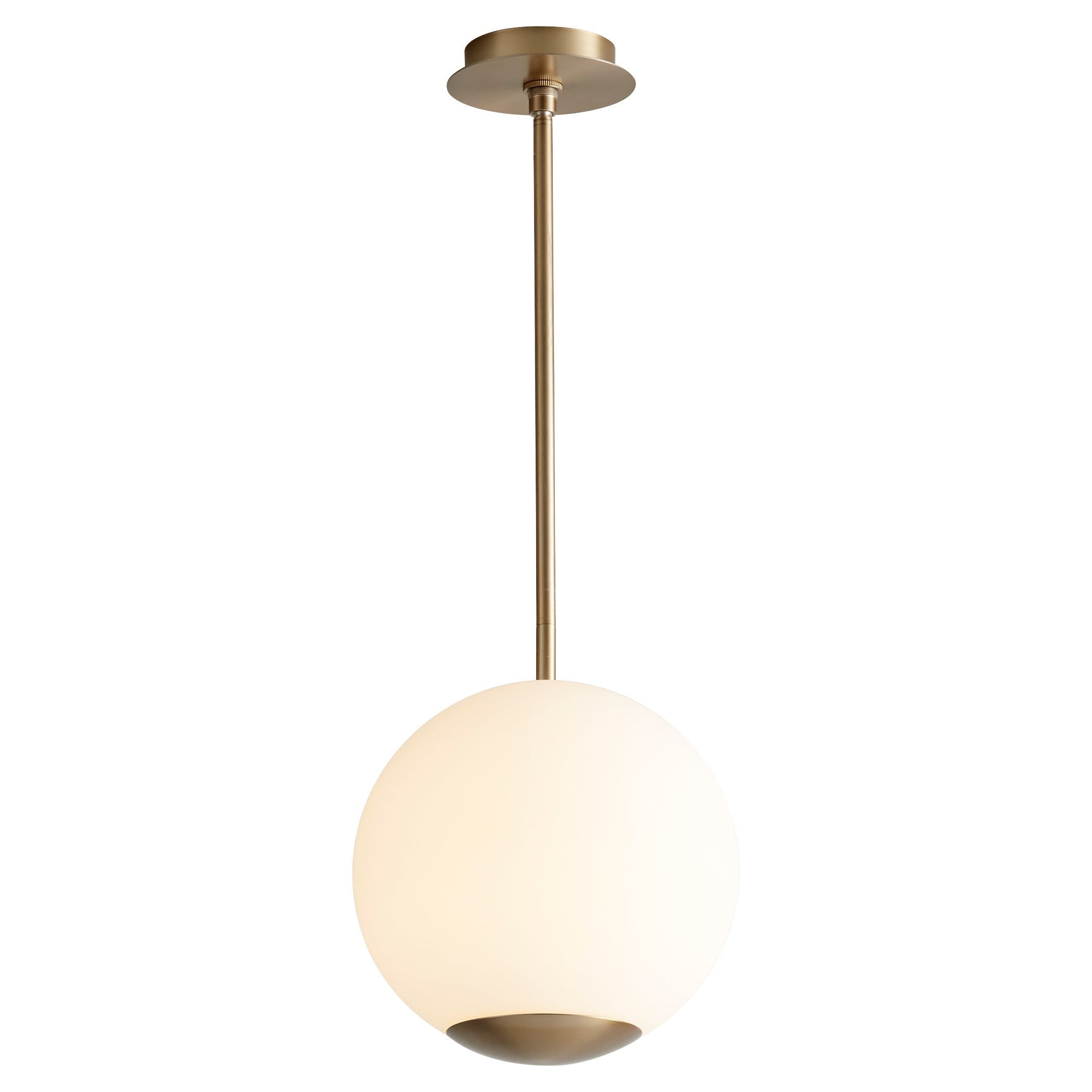 Oxygen Terra 3-691-40 Modern Pendant 12 Inch - Aged Brass, Opal Glass