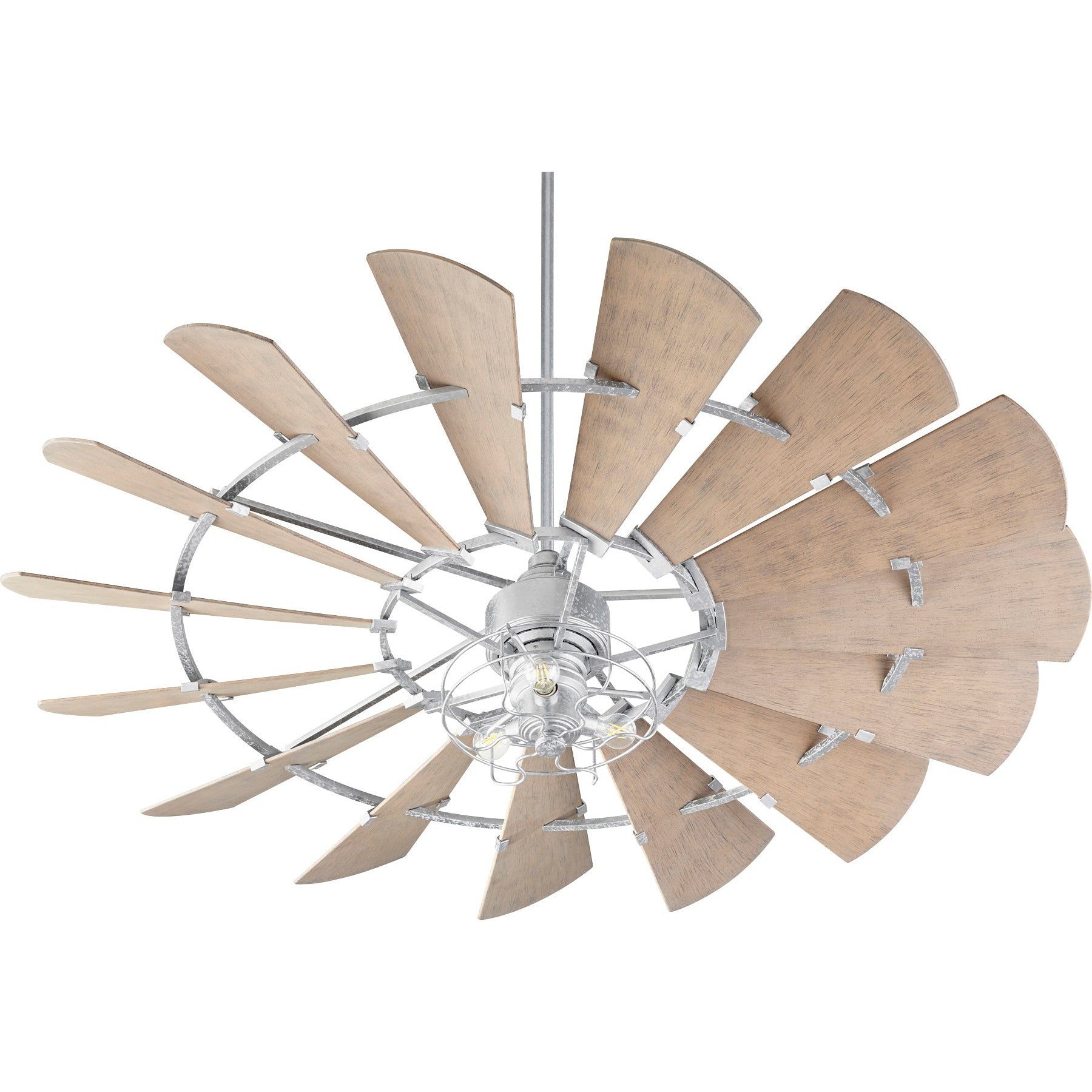 Quorum WINDMILL 197215-9 Modern Farmhouse Ceiling Fan, 72 inch, Indoor/Outdoor, 15 Blade - Galvanized, Weathered Oak