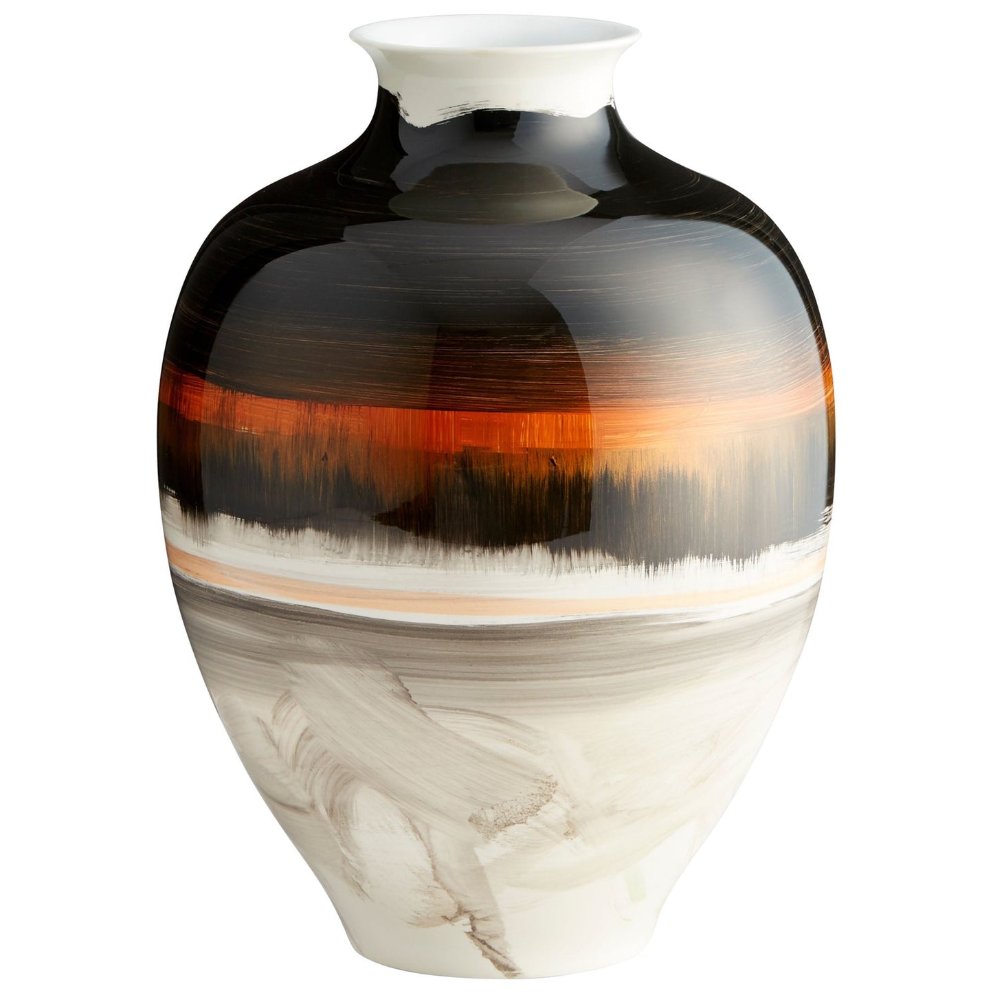 Cyan Design 09881 Indian Paint Brush Vase #2 - Black & White & Gold