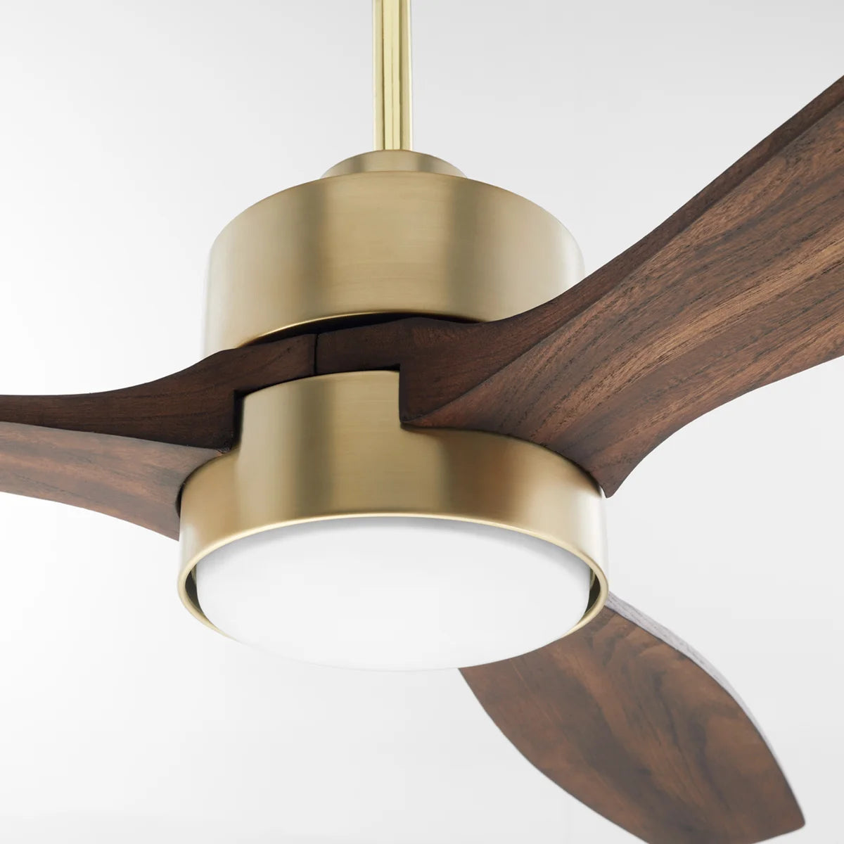 Quorum Reni 21653-80 Indoor Smart Ceiling Fan 65 Inch 3 Blade - Aged Brass, Walnut Wood Blades