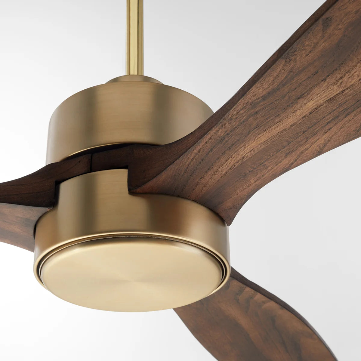 Quorum Reni 21653-80 Indoor Smart Ceiling Fan 65 Inch 3 Blade - Aged Brass, Walnut Wood Blades