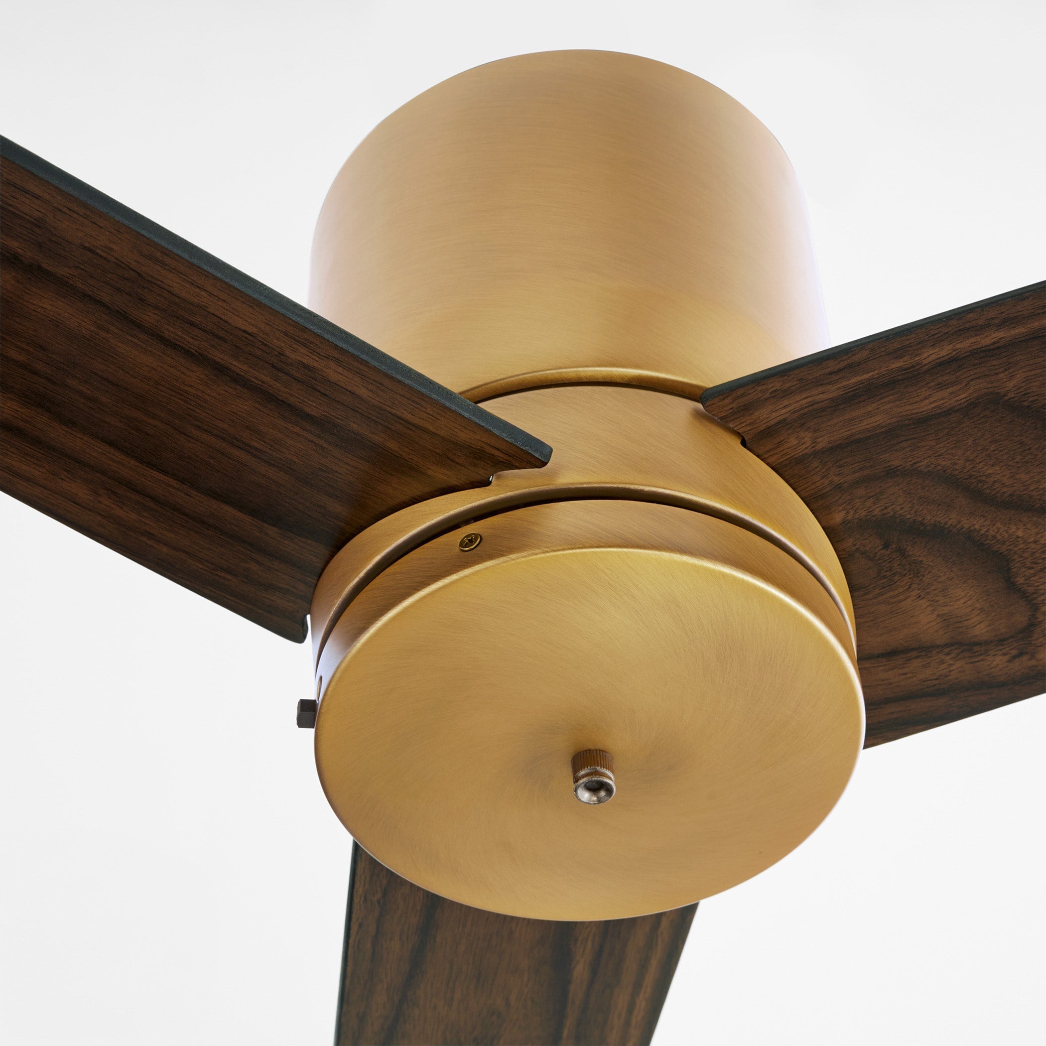 Quorum Banzai 22523-47 Hugger Ceiling Fan, 52 inch - Brushed Brass, Walnut/Matte Black