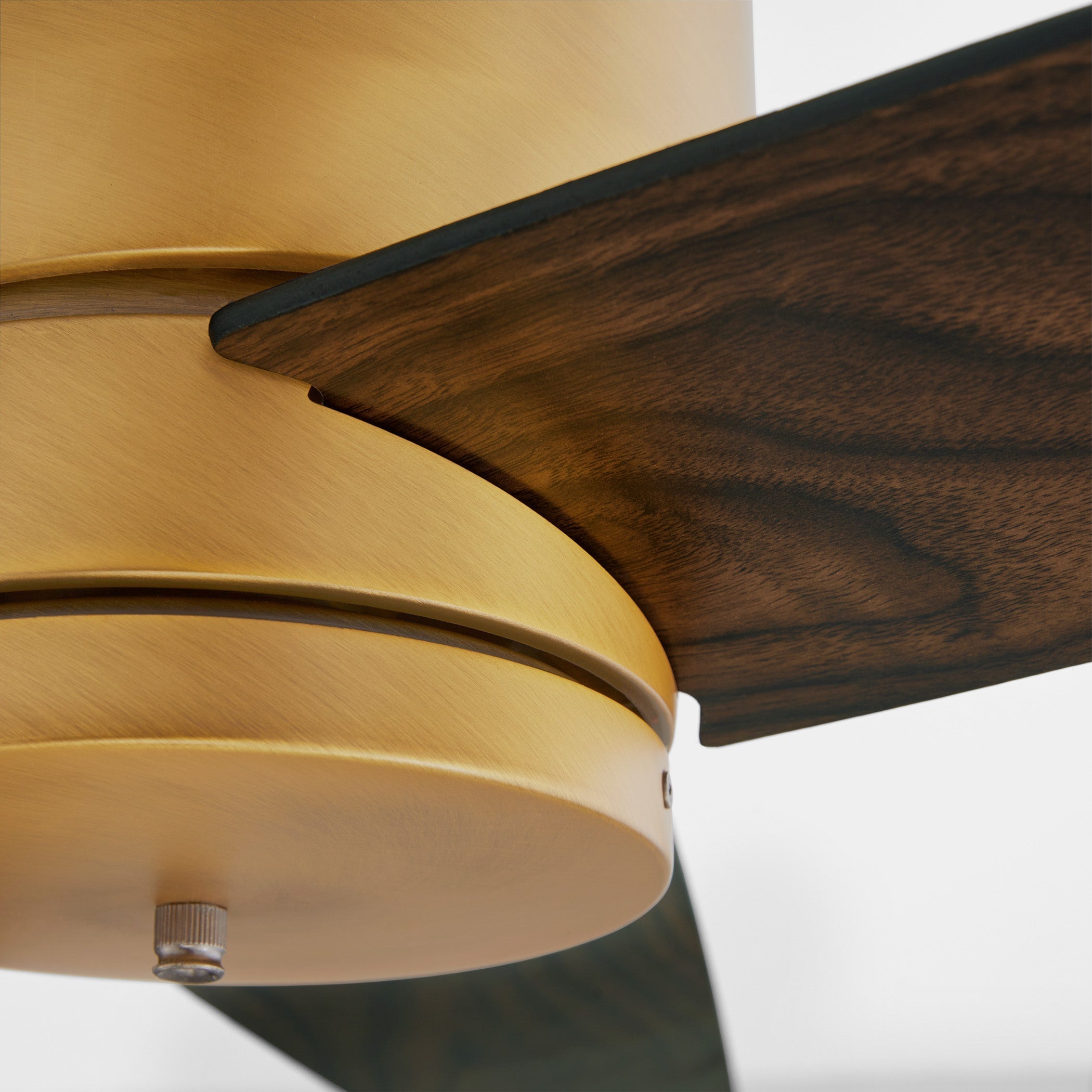 Quorum Banzai 22523-47 Hugger Ceiling Fan, 52 inch - Brushed Brass, Walnut/Matte Black