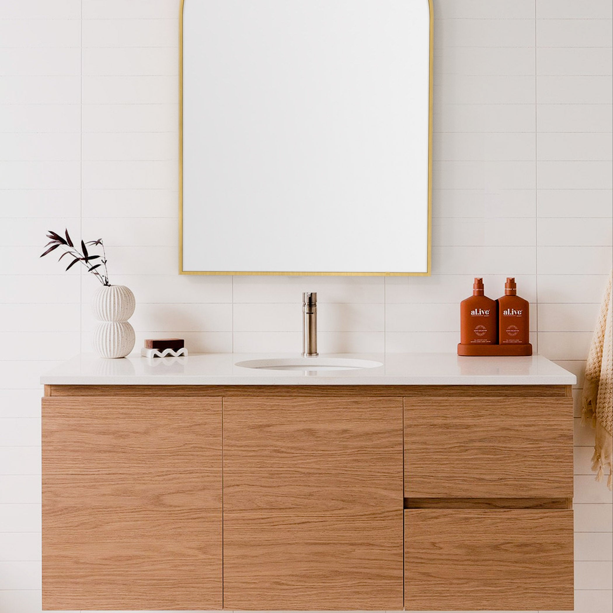 Oxygen Lighting AVIOR 3-0105-55 Arched LED Lighted Mirror 24x36 Inch - Brushed Brass