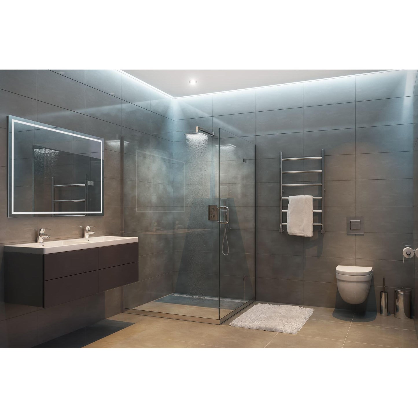 Oxygen Track 3-0506-15 Lighted LED Mirror 48 Inch x 48 Inch Square - Black