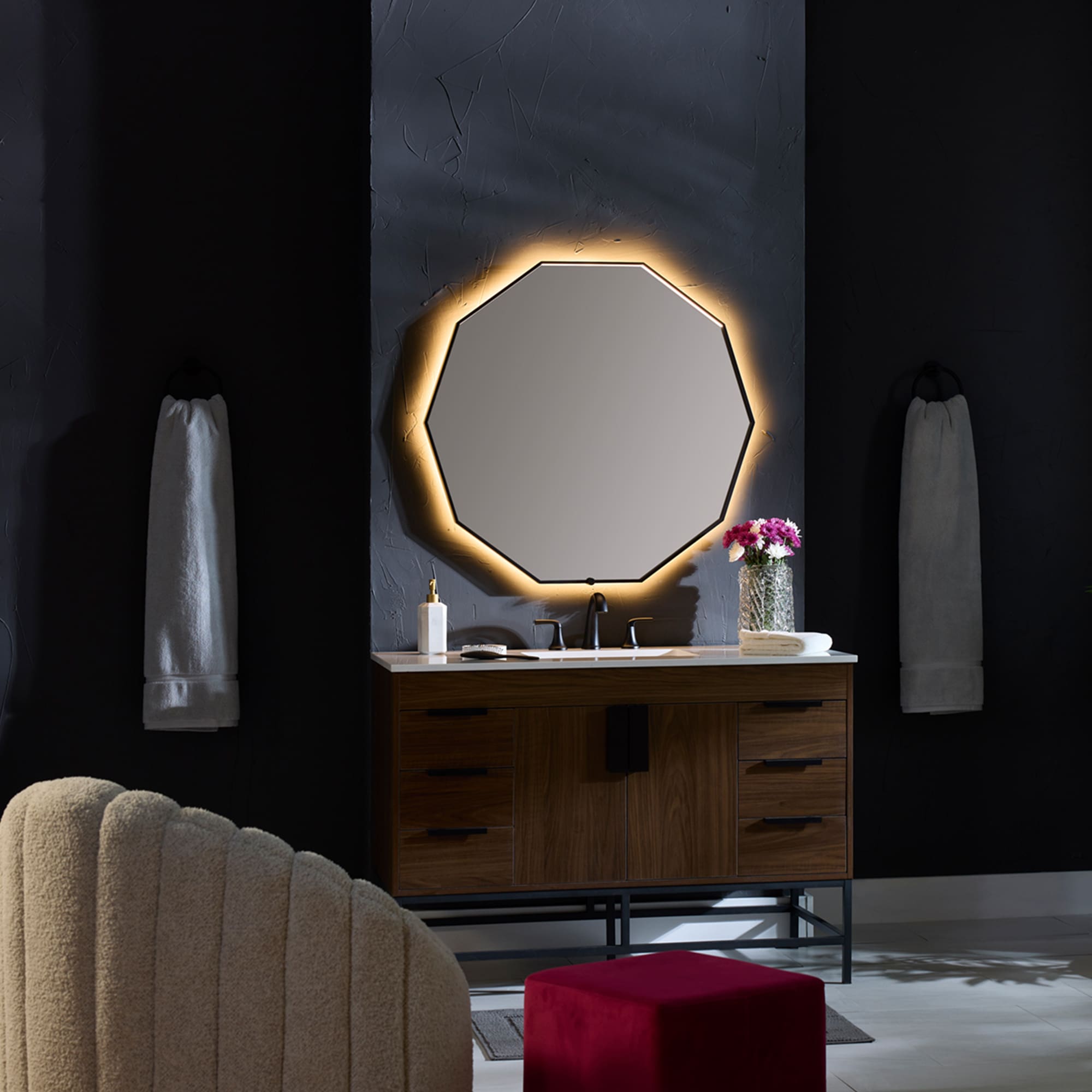 Oxygen Deca 3-1003-15 Lighted LED Mirror 36 Inch - Black Frame