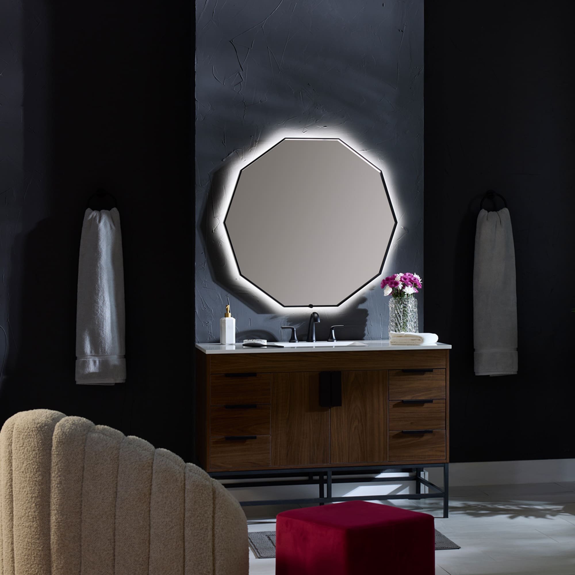 Oxygen Deca 3-1003-15 Lighted LED Mirror 36 Inch - Black Frame