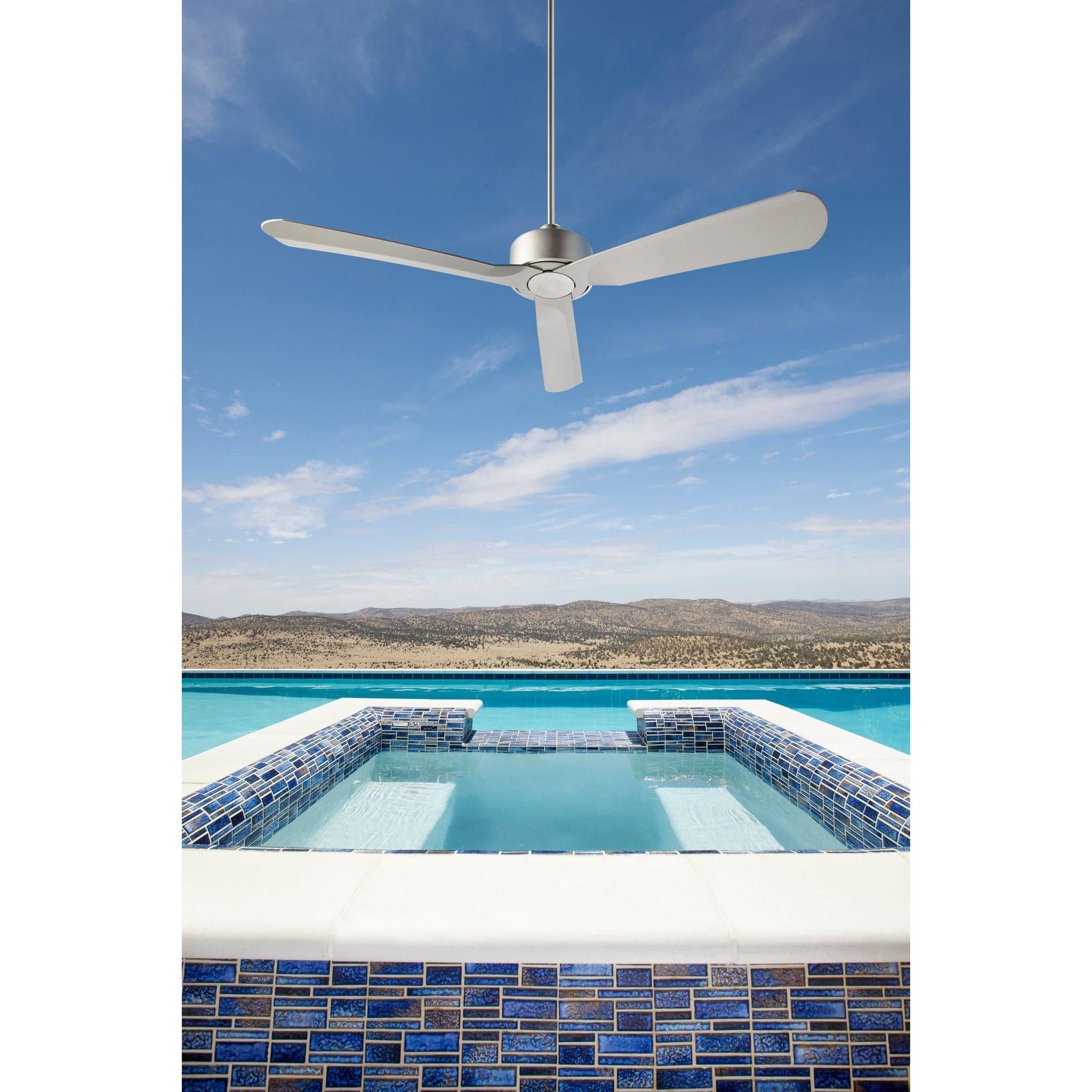 Oxygen Solis 3-107-24 Outdoor Wet Rated Ceiling Fan 56 Inch No Light with Wall Control - Satin Nickel