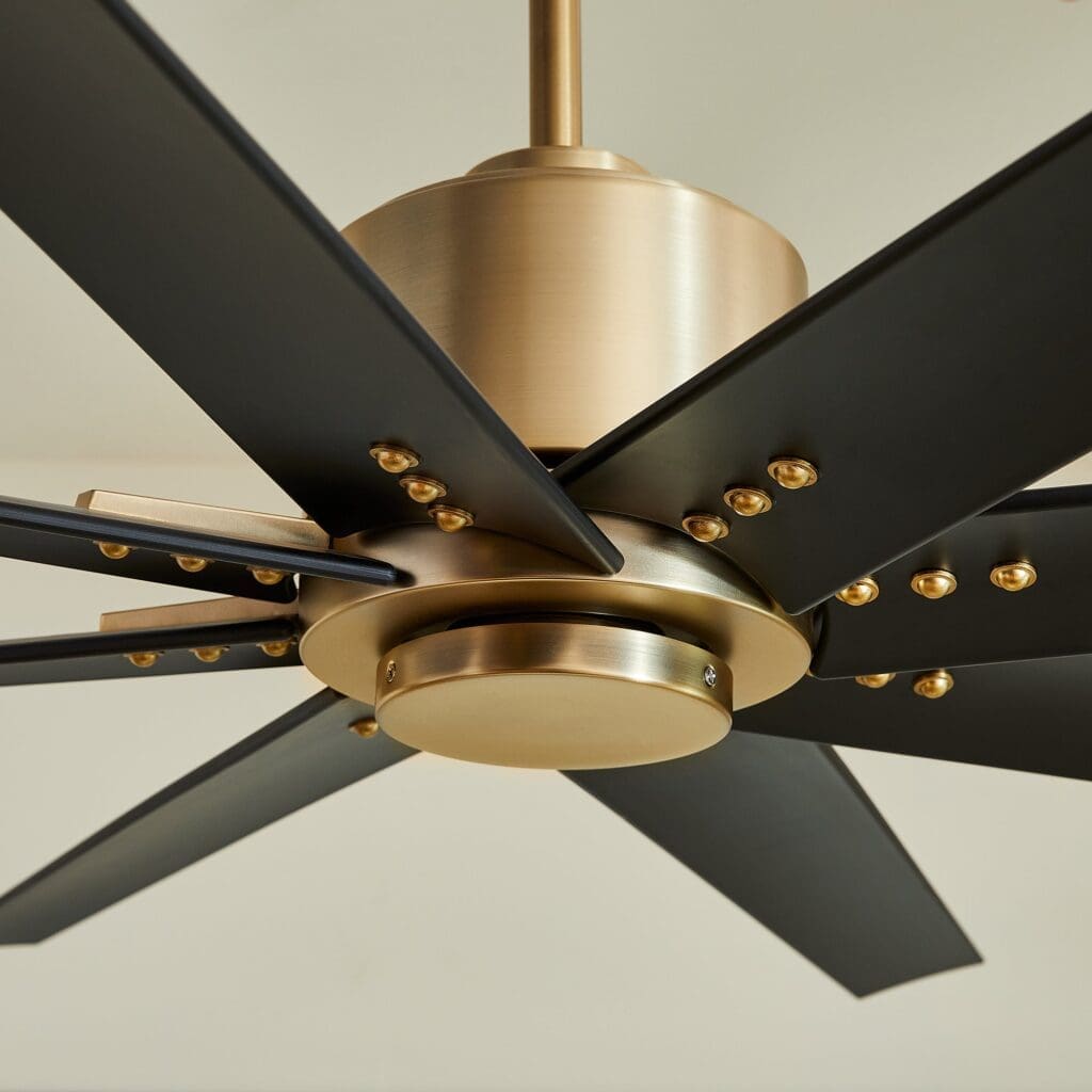 Oxygen Lighting FLEET 3-112-40 Ceiling Fan with Remote 56 Inch Eight Blade Fan - Aged Brass, Black
