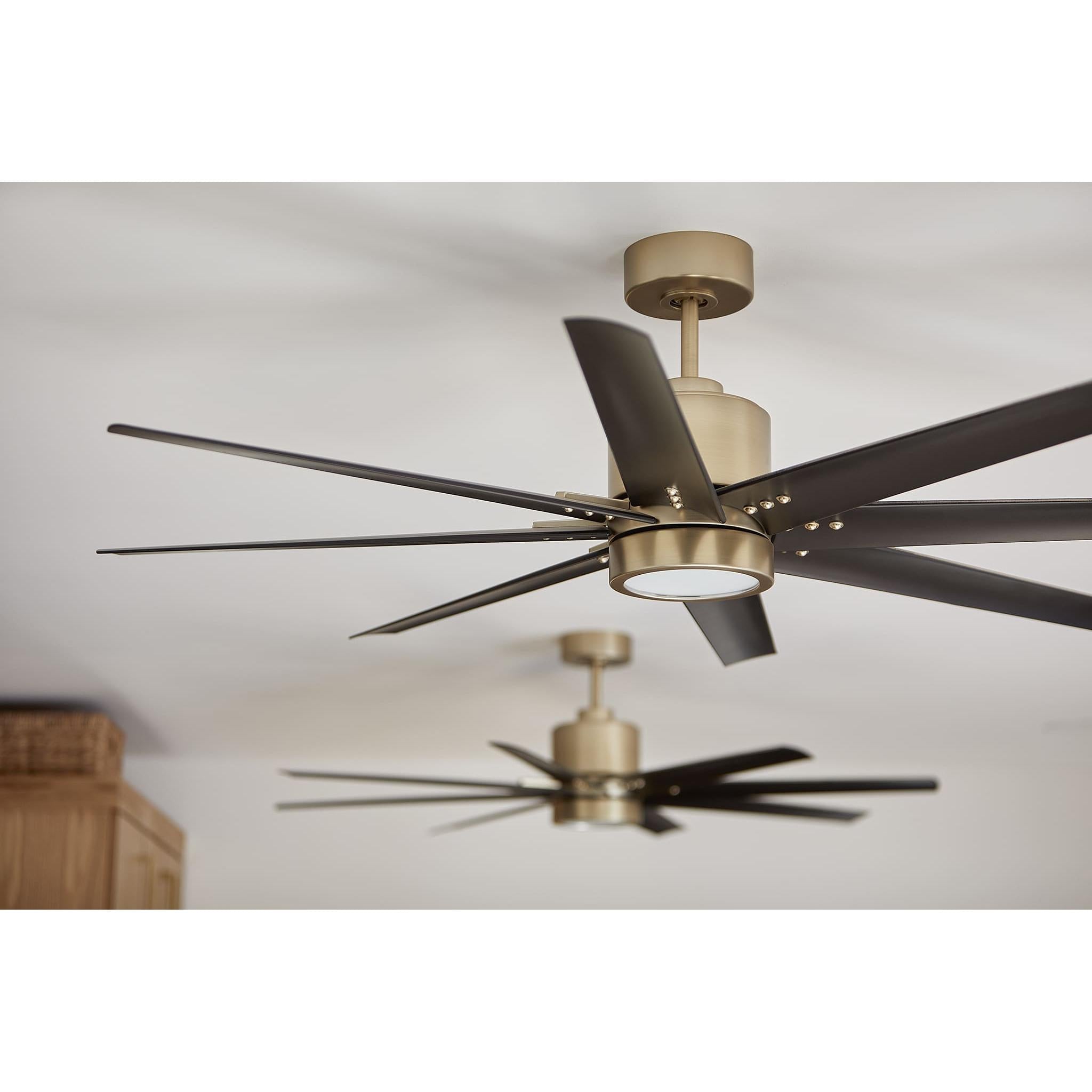 Oxygen Lighting FLEET 3-112-40 Ceiling Fan with Remote 56 Inch Eight Blade Fan - Aged Brass, Black