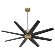 Oxygen Lighting FLEET 3-112-40 Ceiling Fan with Remote 56 Inch Eight Blade Fan - Aged Brass, Black