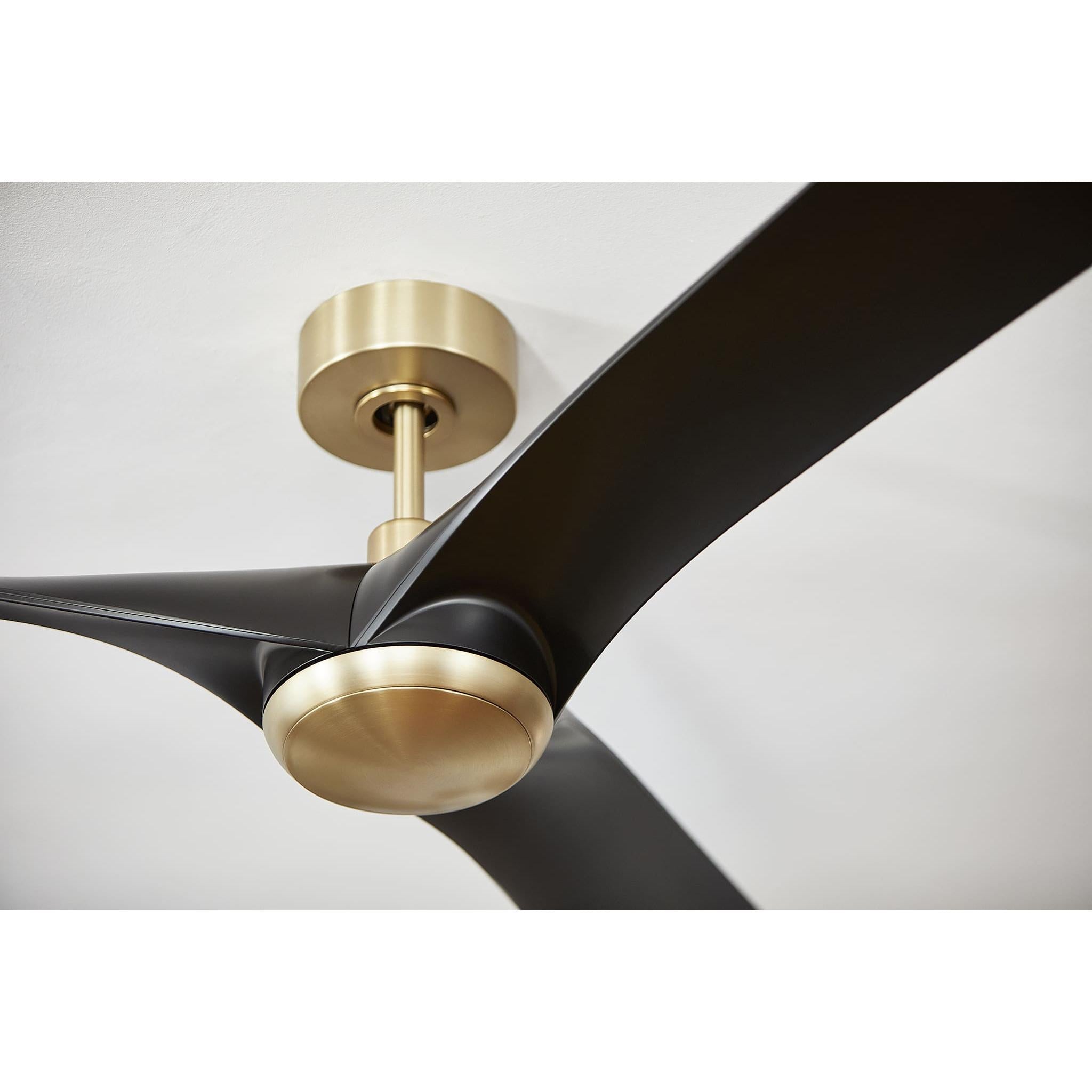 Oxygen Ridley 3-123-1540 Smart Ceiling Fan 58 Inch No Light with Wall Control - Aged Brass W/ Black Blades