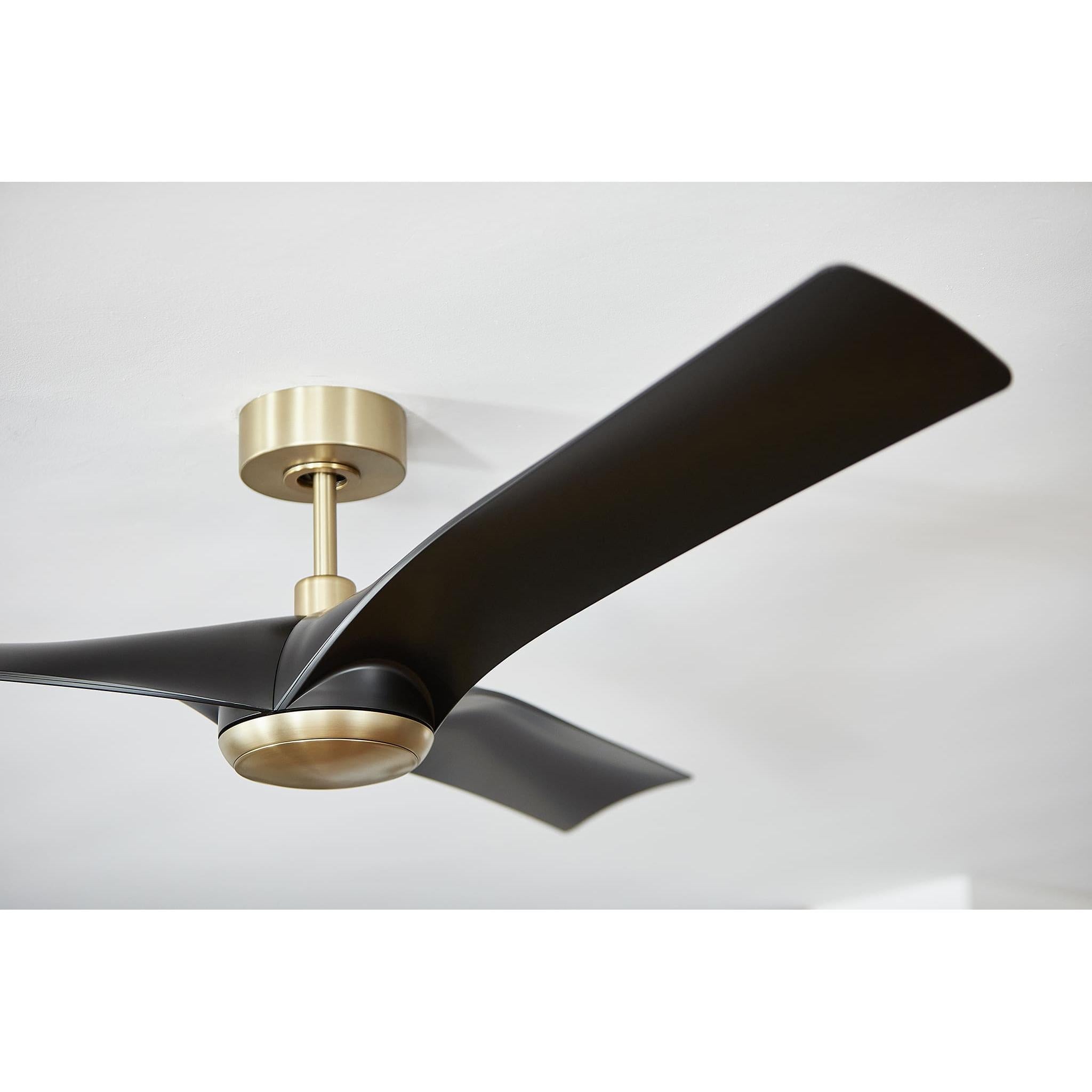 Oxygen Ridley 3-123-1540 Smart Ceiling Fan 58 Inch No Light with Wall Control - Aged Brass W/ Black Blades