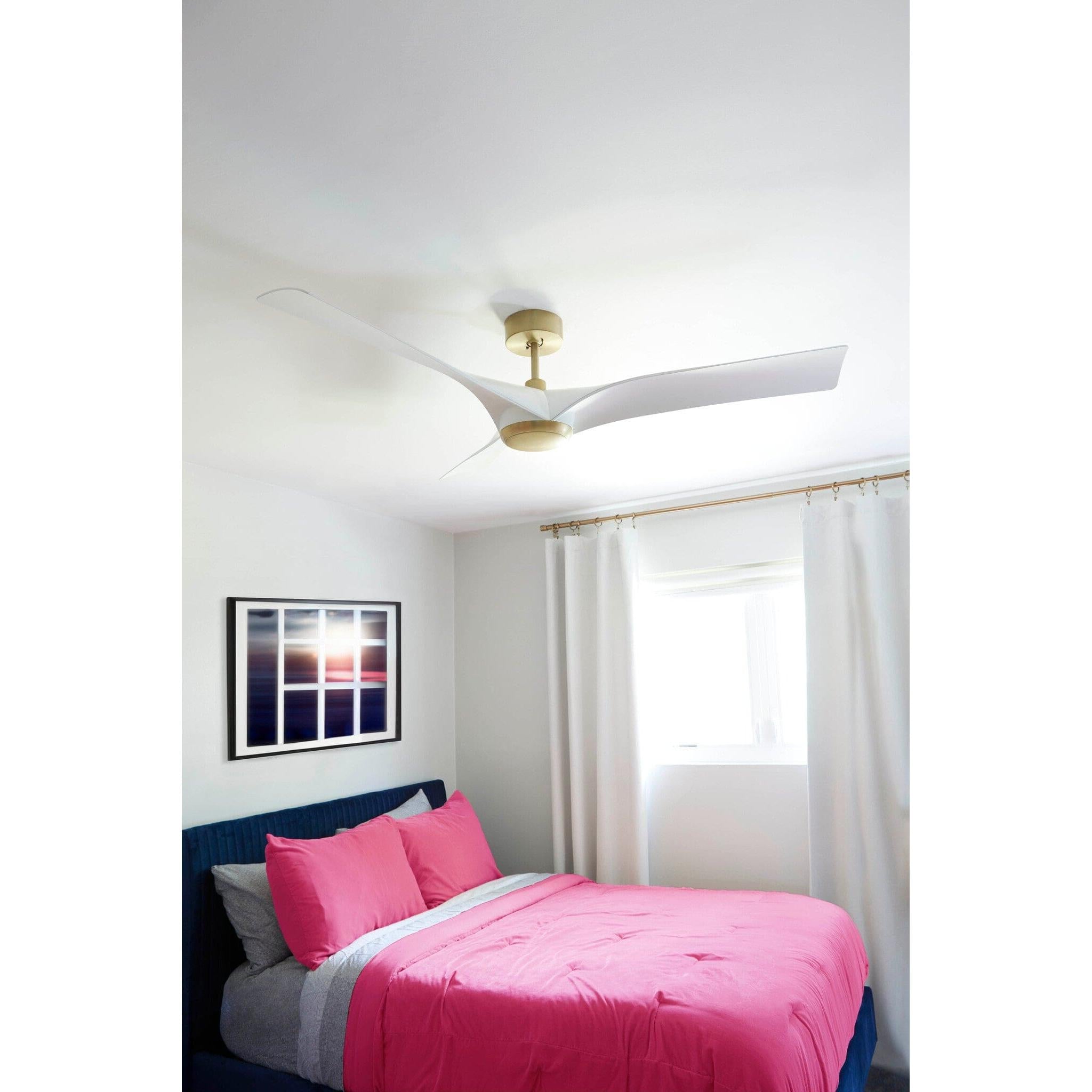 Oxygen Ridley 3-123-640 Smart Ceiling Fan 58 Inch with Wall Control No Light - Aged Brass W/ White Blades