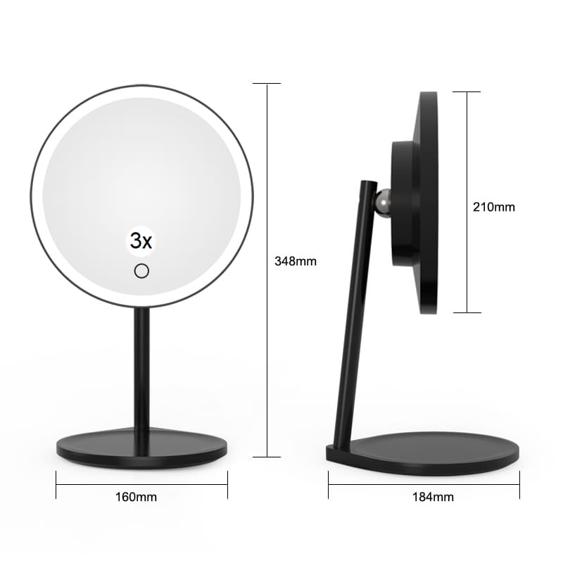 Oxygen SOLO 5X 3-2001-15 Free-Standing Face Mirror Round Battery Operated Lighted LED Makeup Mirror 13 Inch