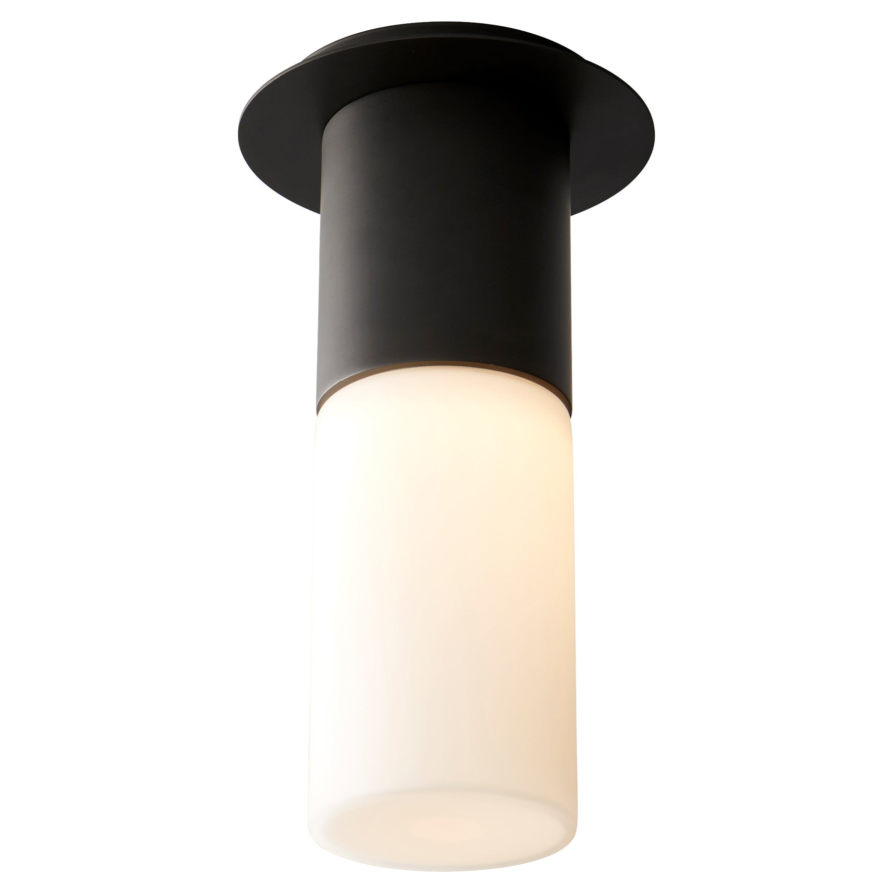 Oxygen Lighting PILAR 3-309-35115 LED Large Glass Ceiling Mount Light, 3500K, UL Damp Rated - Black, White Opal Glass