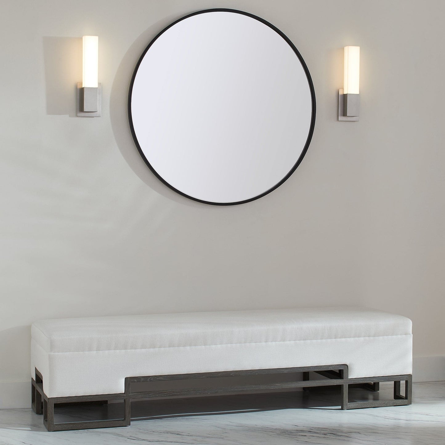 Oxygen Lighting 3-519-40 Sconce, UL Damp Rated, Satin Nickel - Matte White Acrylic Diffuser