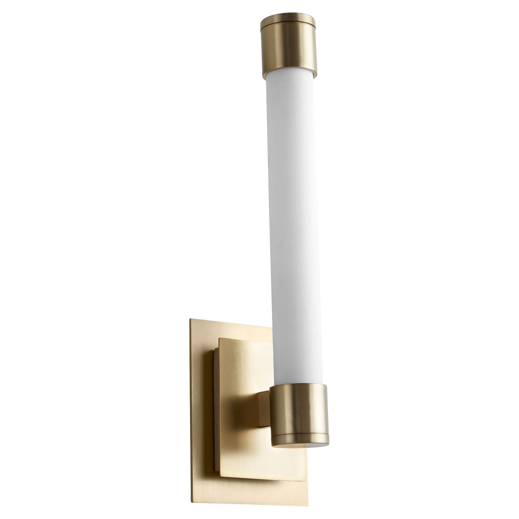 Oxygen Lighting 3-556-40 Sconce, UL Damp Rated, Aged Brass with Matte White Acrylic Diffuser