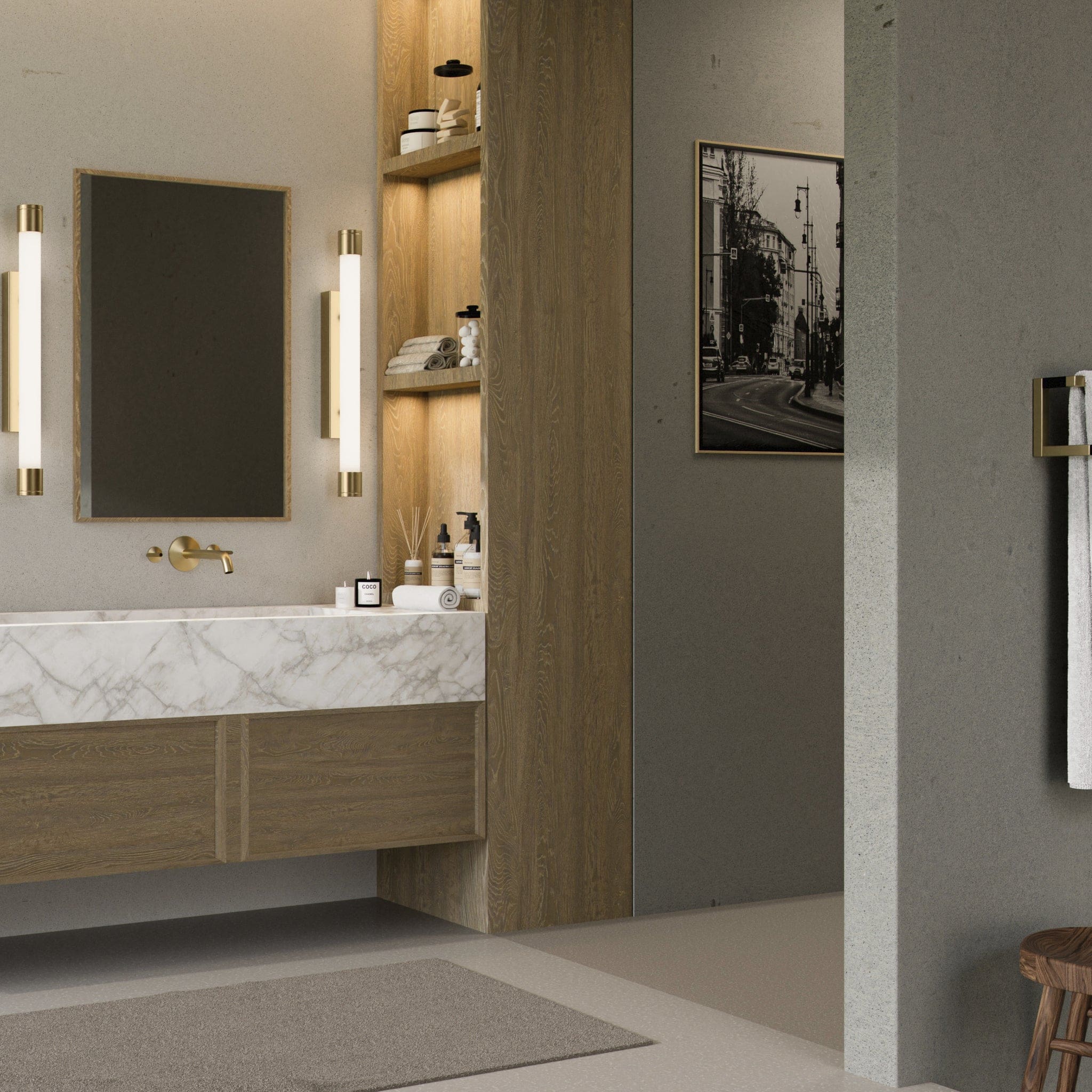 Oxygen Lighting 3-557-40 Vanity Light Fixture, UL Damp Rated, Aged Brass - Matte White Acrylic Diffuser