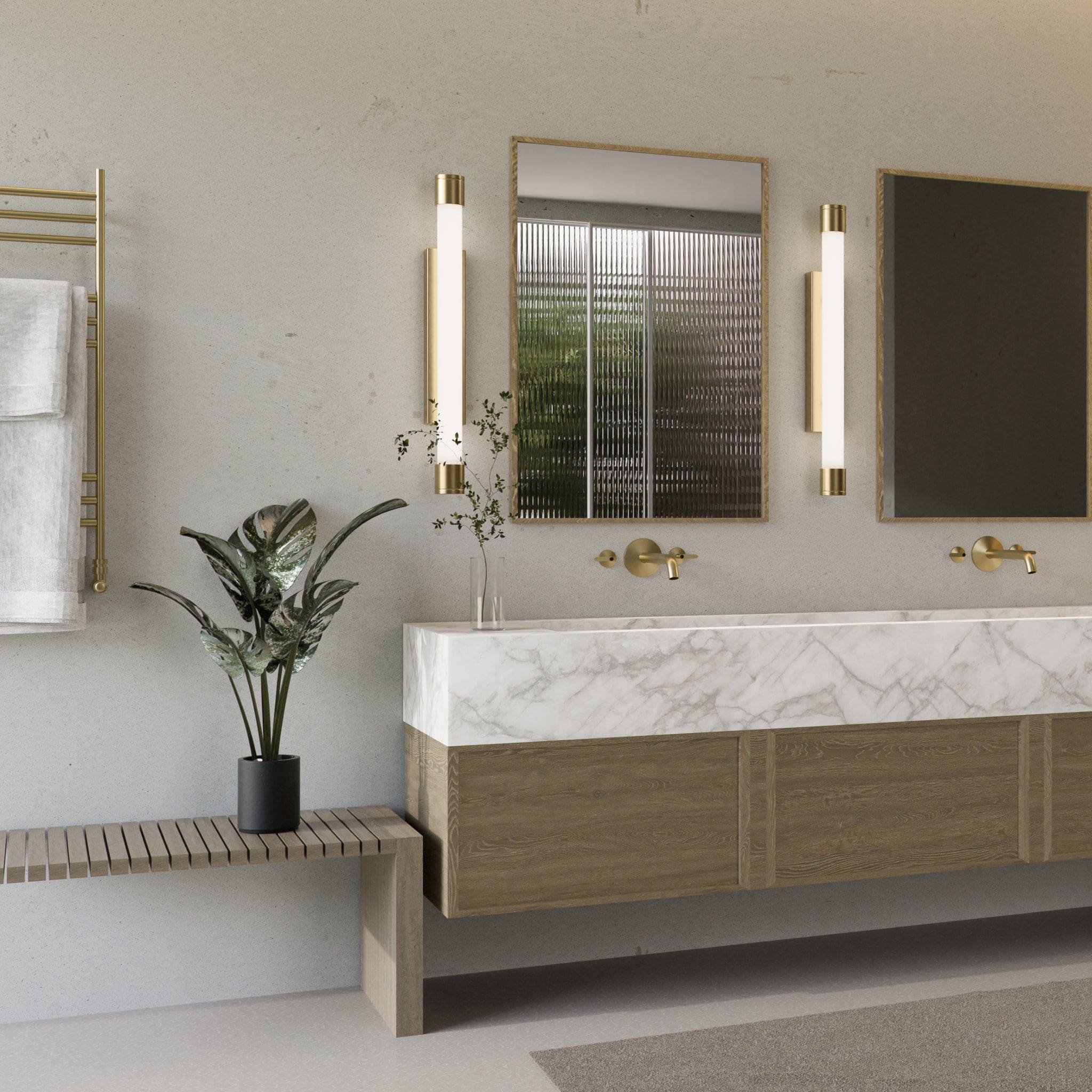 Oxygen Lighting 3-557-40 Vanity Light Fixture, UL Damp Rated, Aged Brass - Matte White Acrylic Diffuser