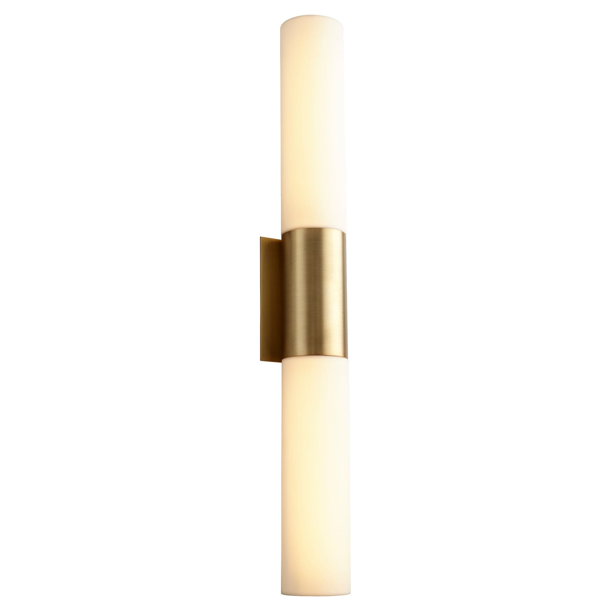 Oxygen Lighting 3-588-27 Vanity Light Fixture, UL Damp Rated, Aged Brass - Matte White Acrylic
