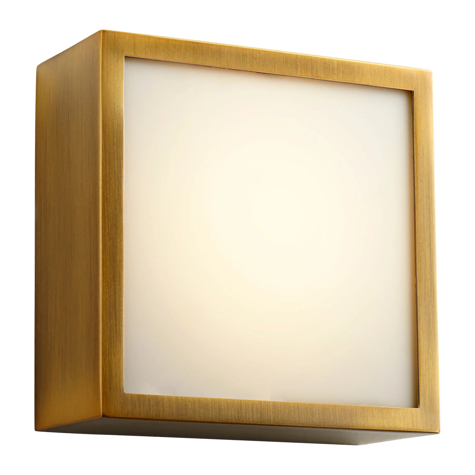 Oxygen Lighting PYXIS 3-610-2740 LED Square Wall Sconce, Ceiling Mount Light 2700K, UL Damp Rated - Aged Brass