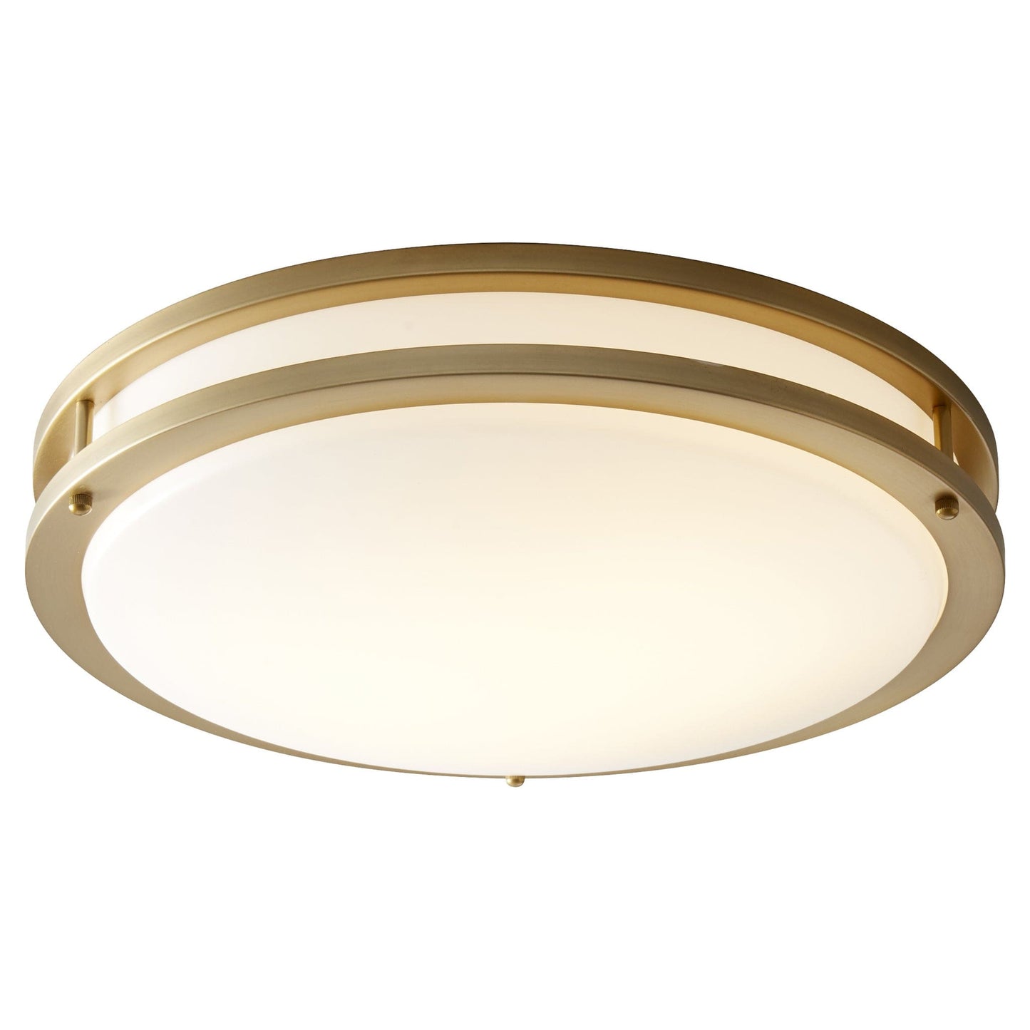 Oxygen Lighting 3-620-27 Ceiling Mount, UL Damp Rated, Aged Brass - Matte White Acrylic Diffuser
