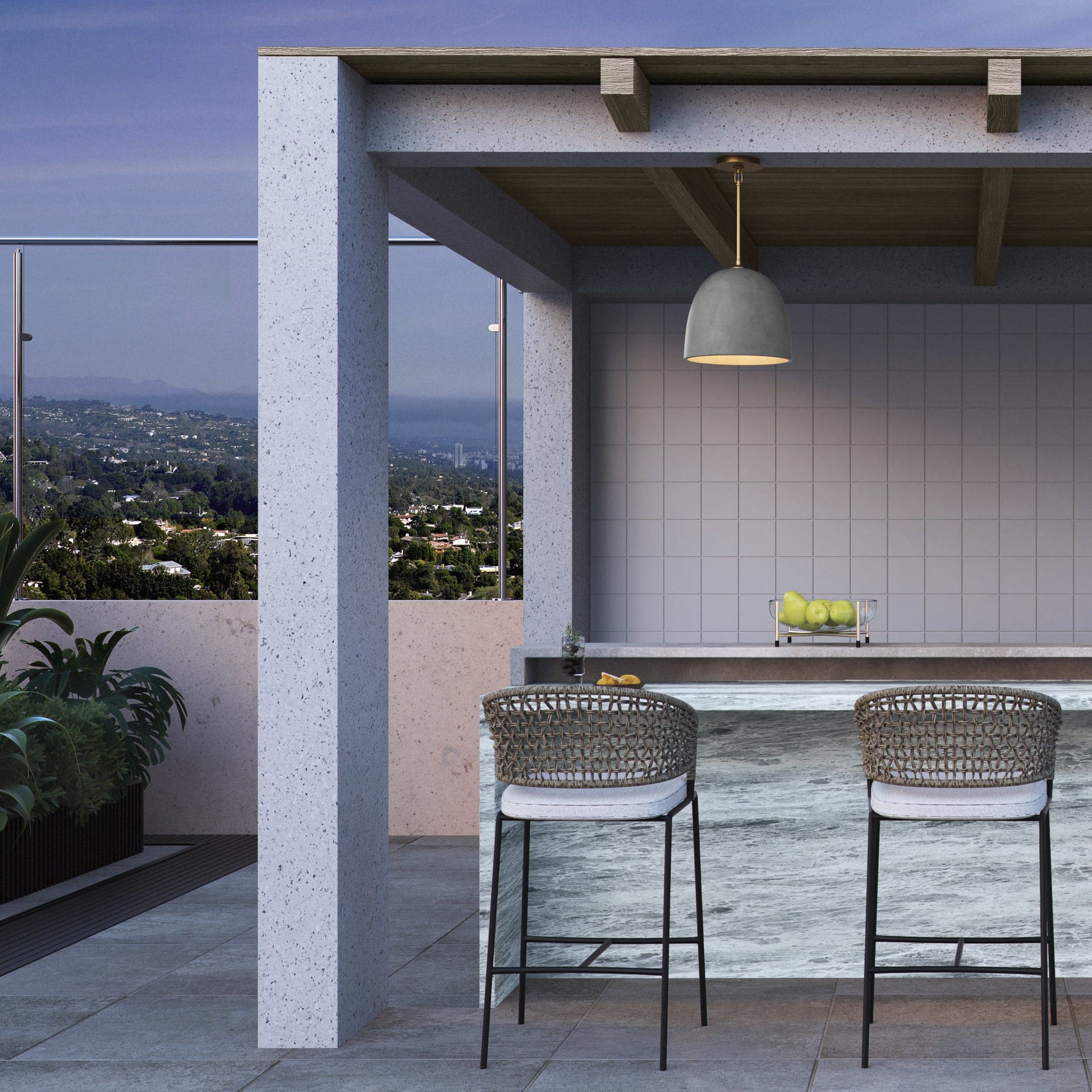 Oxygen Lighting DUNE 3-641-1540 Pendant Light, 12 inch, Dimmable, 3000K - Dark Gray, Aged Brass