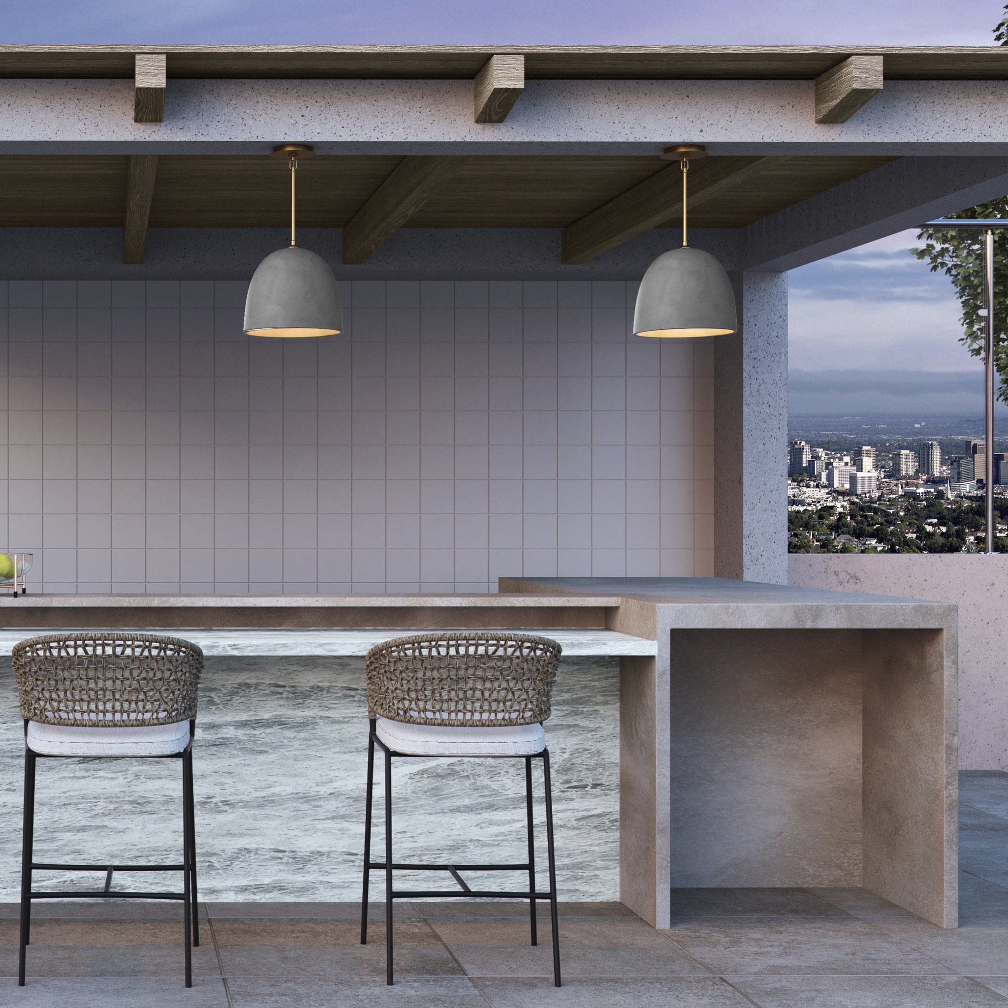 Oxygen Lighting DUNE 3-641-1540 Pendant Light, 12 inch, Dimmable, 3000K - Dark Gray, Aged Brass