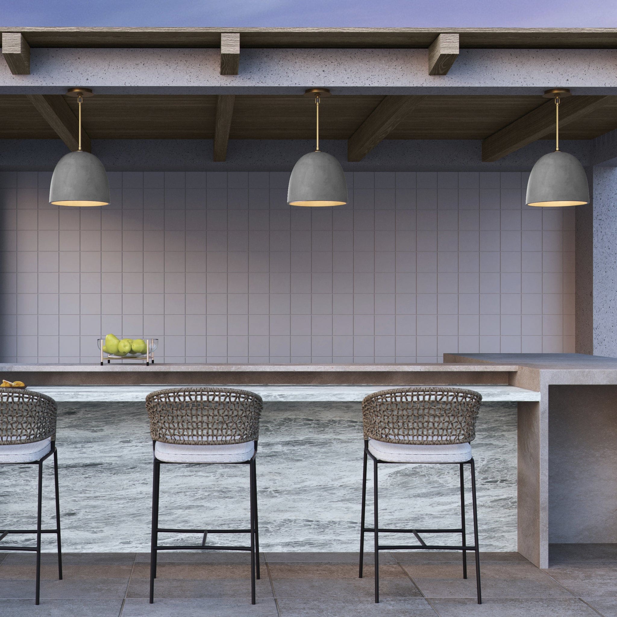 Oxygen Lighting DUNE 3-641-1540 Pendant Light, 12 inch, Dimmable, 3000K - Dark Gray, Aged Brass