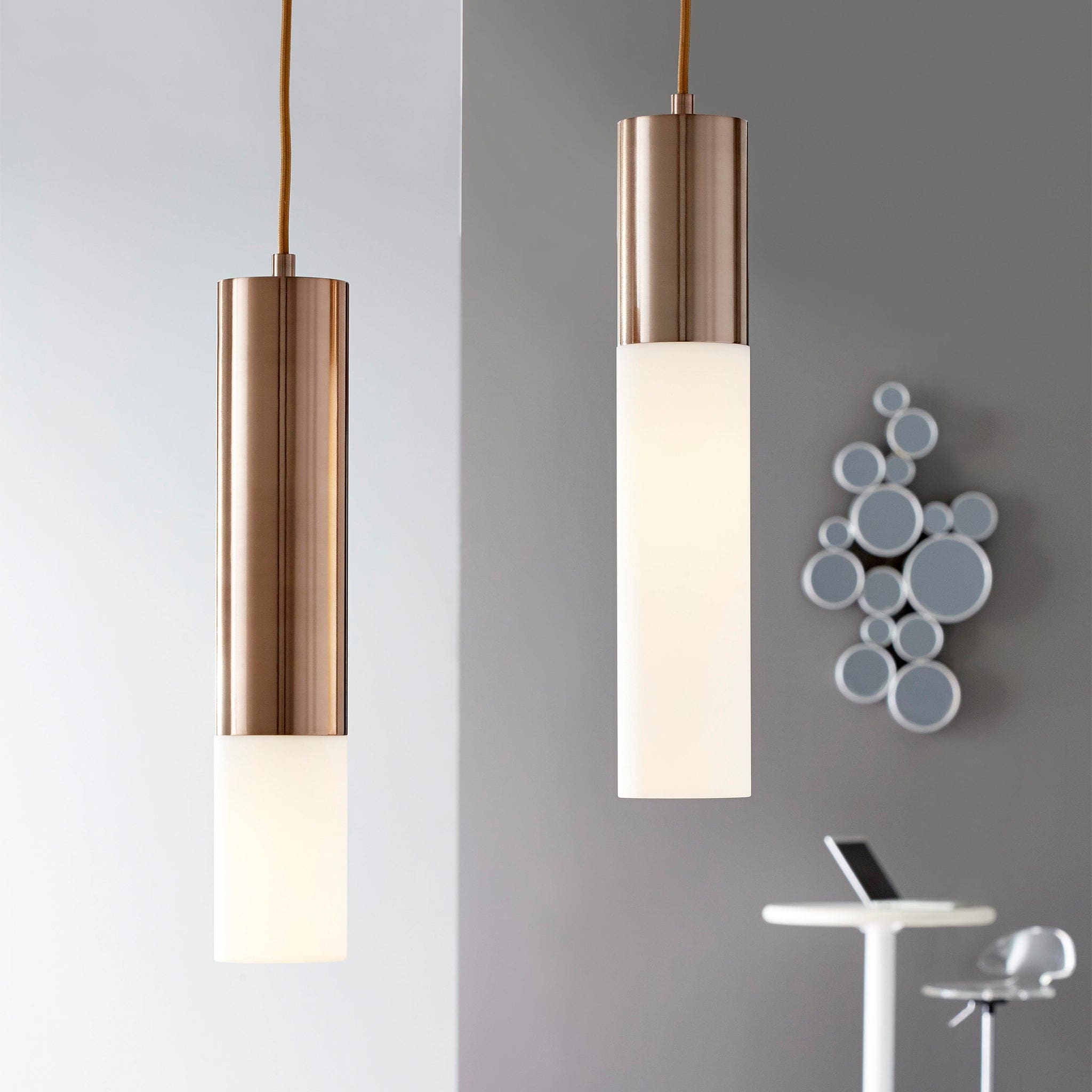 Oxygen Pilar 3-654-125 Large Pendant with Glass Lens 3000K Modern - Satin Copper
