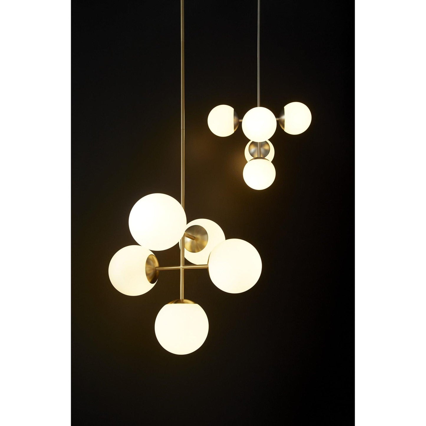 Oxygen Luna 3-680-24 Pendant 5 Light with 6 Inch White Opal Glass Shades Modern - Satin Nickel