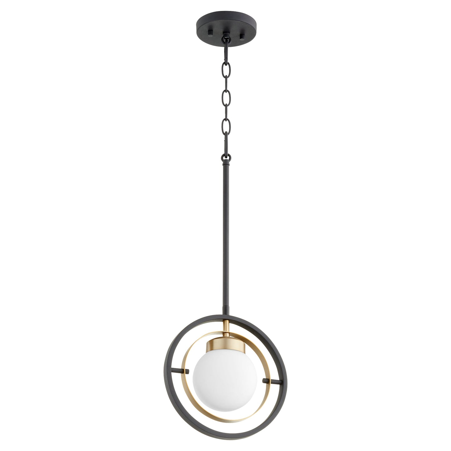 Quorum Nimbus 306-6980 Pendant - Textured Black W/ Aged Brass