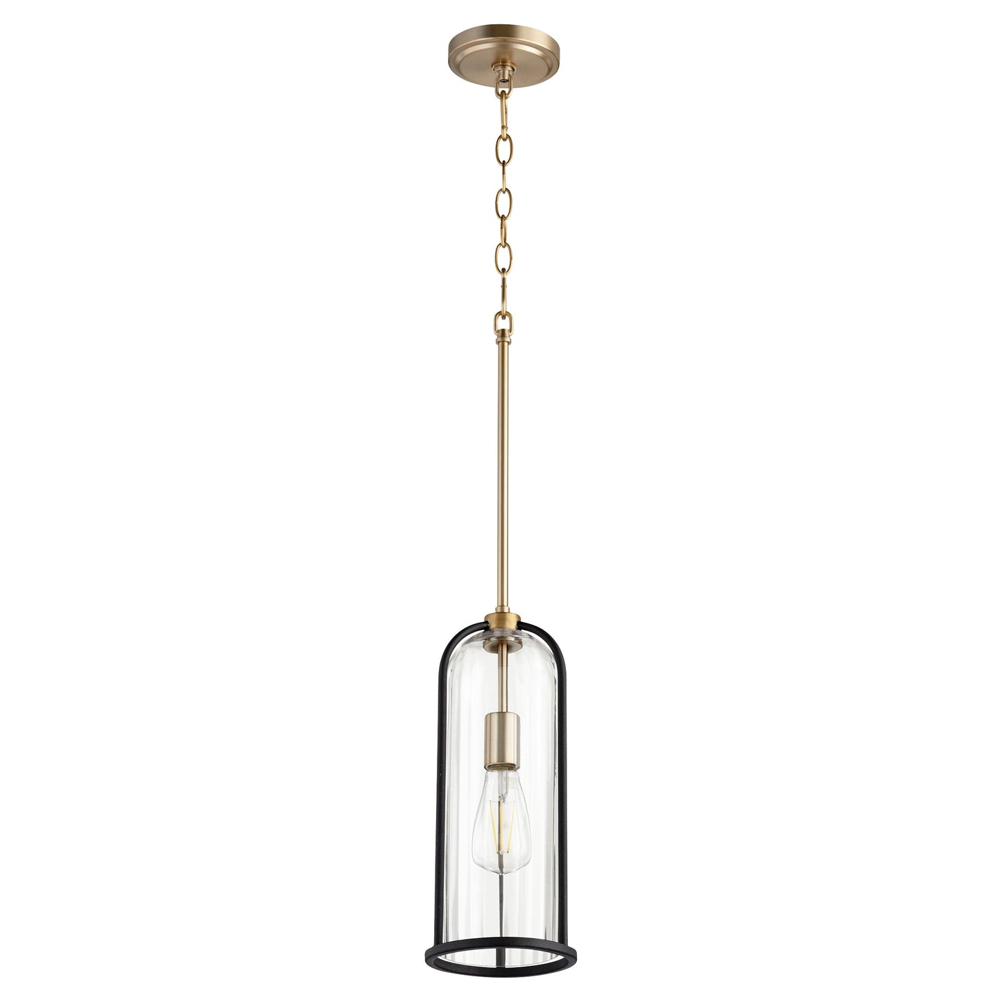 Quorum Espy 307-6980 Pendant - Textured Black W/ Aged Brass