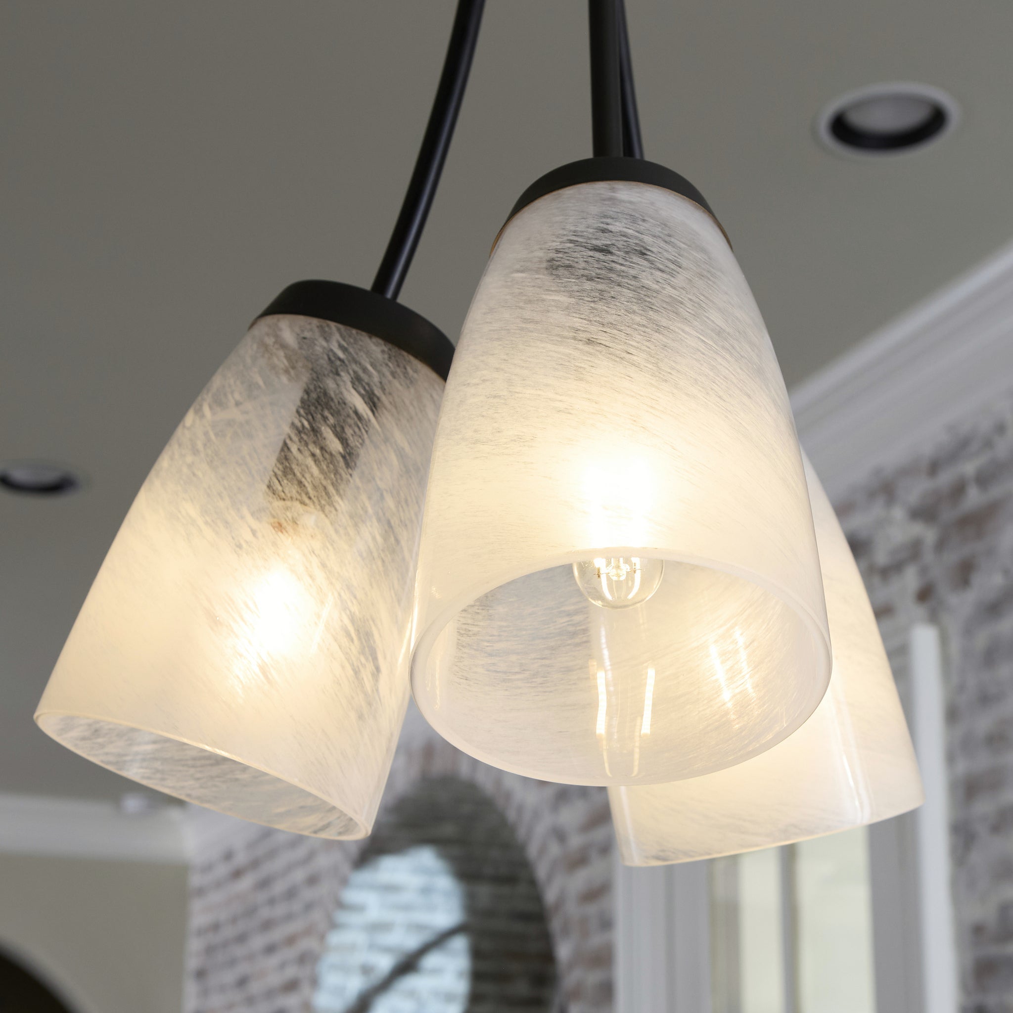 Quorum Arpeggio 3077-3-59 Pendant, UL Damp Rated, Steel, Glass