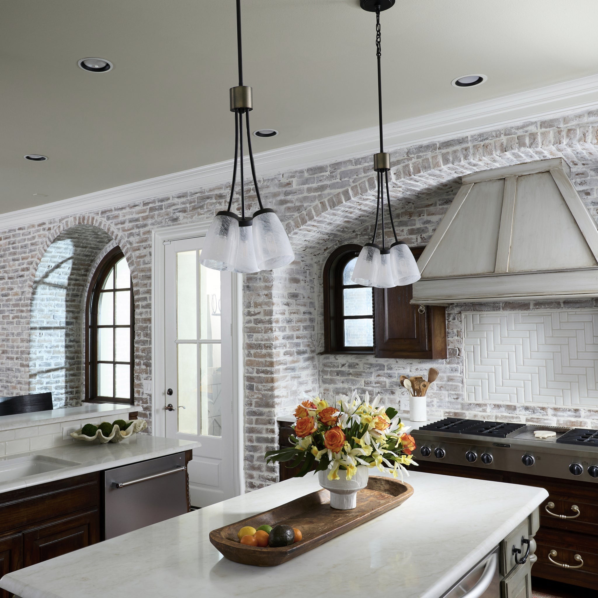 Quorum Arpeggio 3077-3-59 Pendant, UL Damp Rated, Steel, Glass