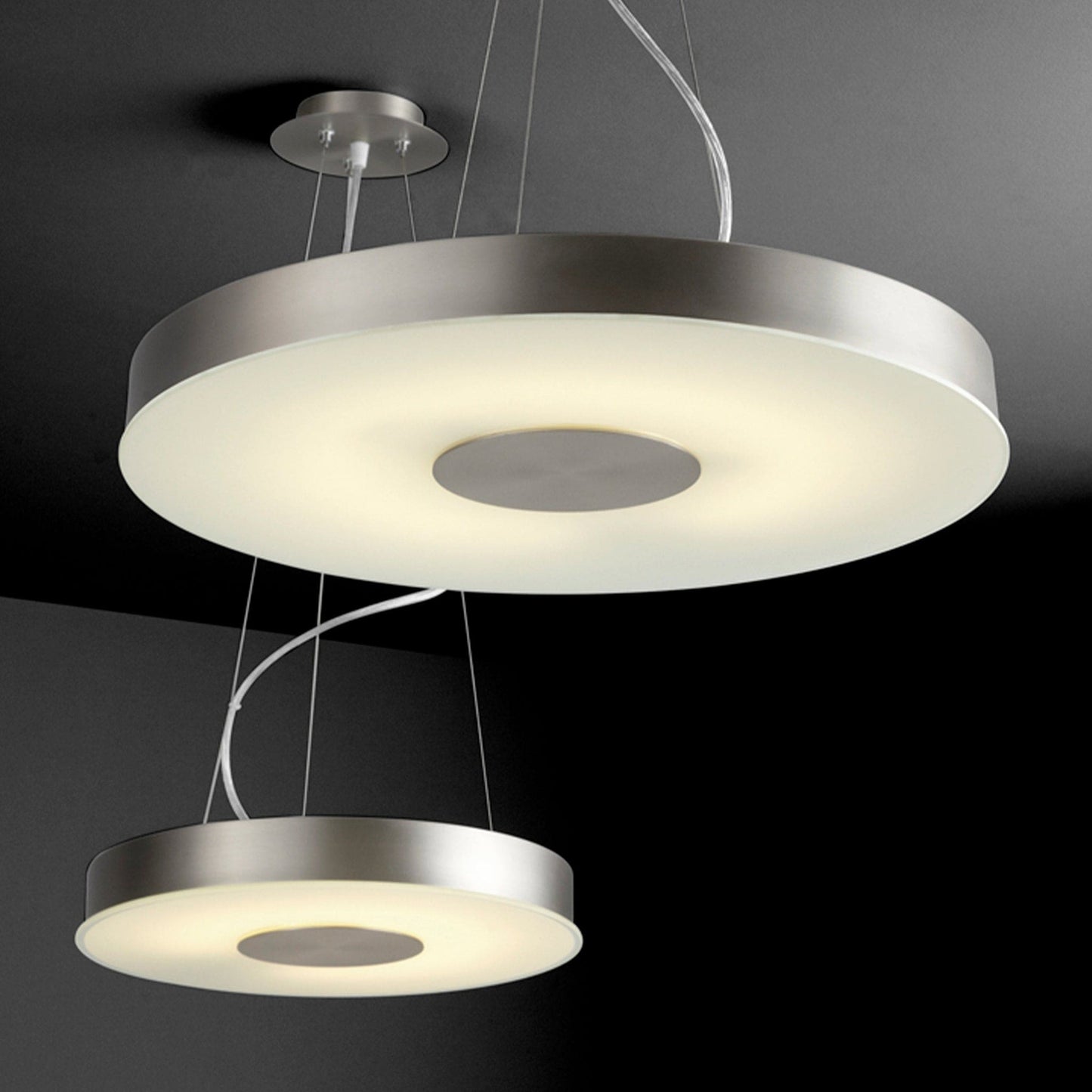 Oxygen Lighting 32-665-35 Ceiling Mount, UL Damp Rated, Satin Nickel - Frosted Glass Diffuser