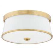 Quorum International WEIR 3203-16-80 Semi-Flush Mount Ceiling Light - Aged Brass, Satin Opal Glass
